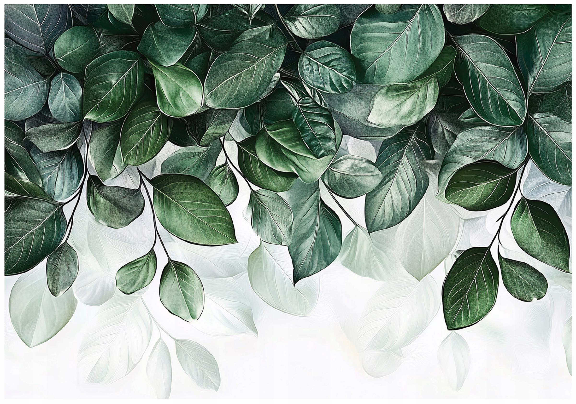Green leaves wall mural, bedroom, living room, non-woven wallpaper,