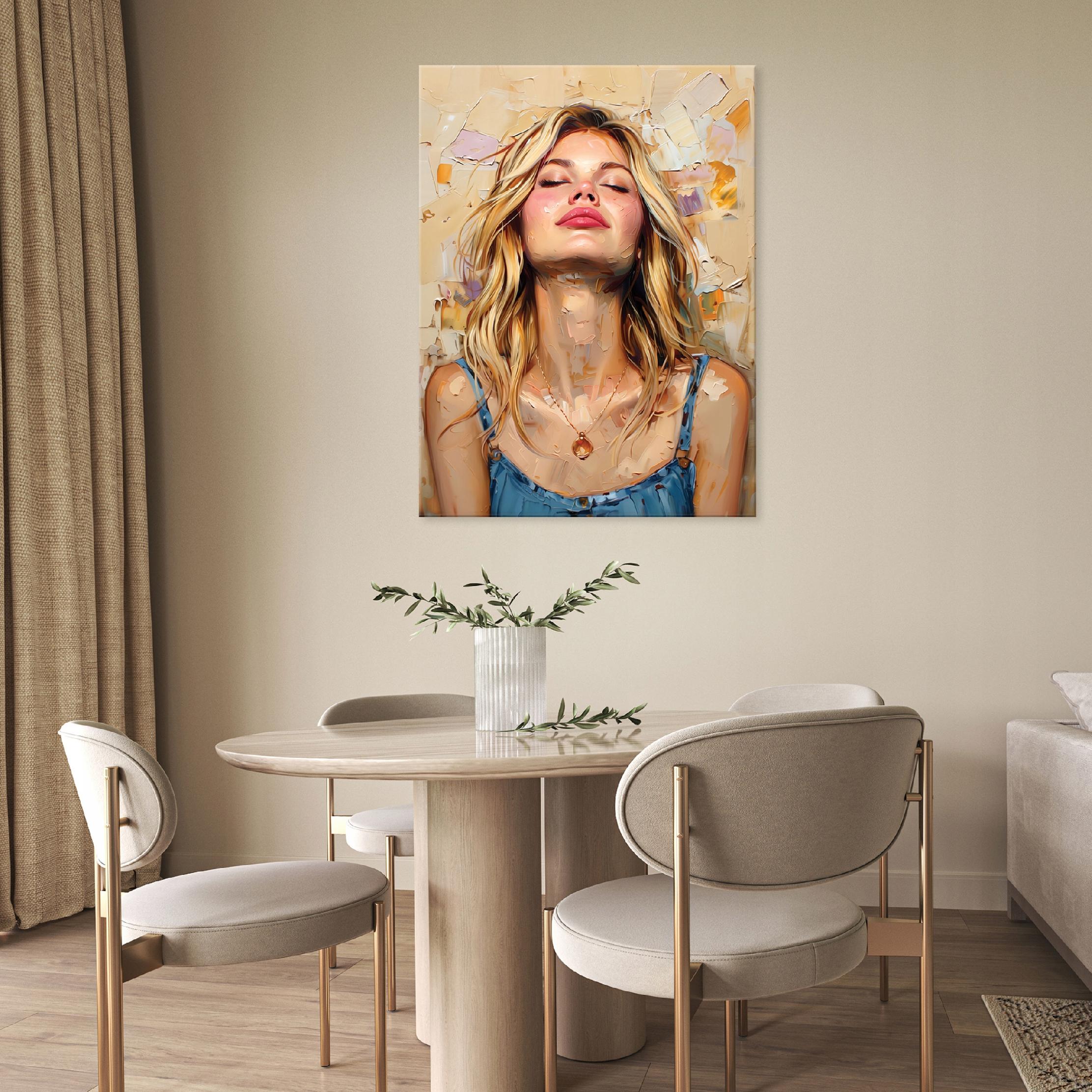 Modern woman face painting on canvas for a bedroom or living room wall, 40x30