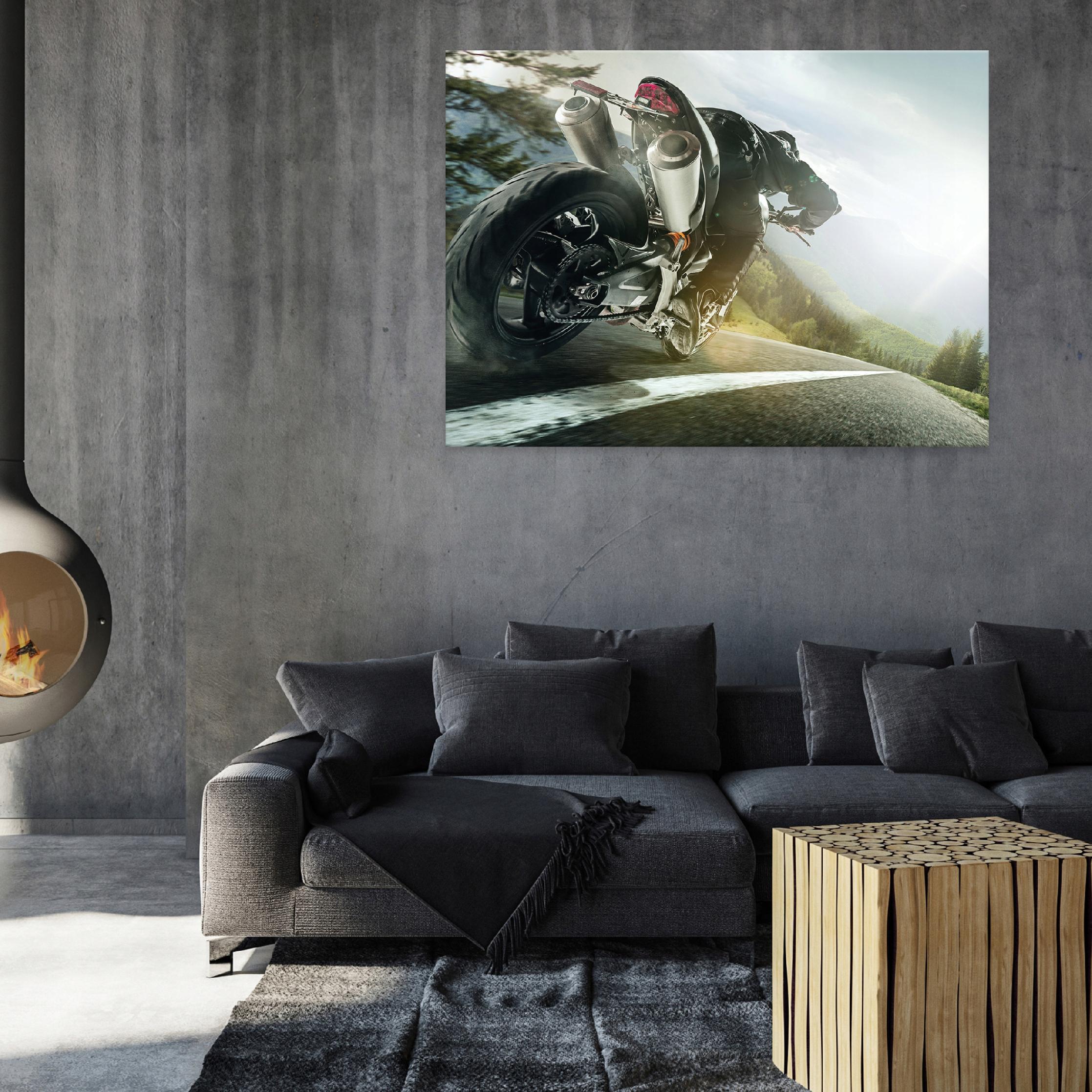 Motorcycle racing picture for a teenager's room, 60x40