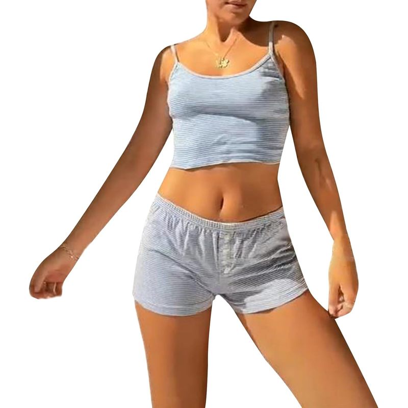 Women Y2k 2 Piece Lace Shorts Set Sleeveless