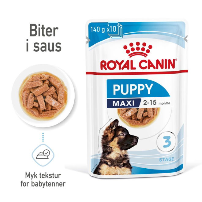Royal Canin Maxi Puppy Gravy våtfôr til valp 10x140g