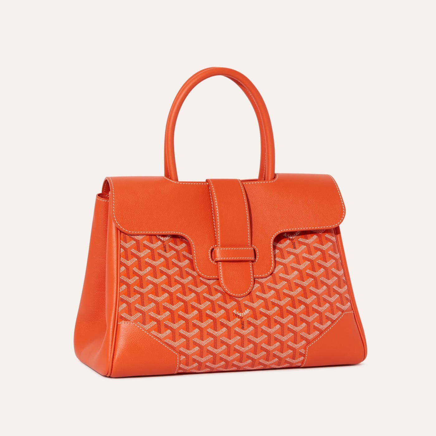 Saigon Tote Orange Goyardine Canvas Palladium Hardware