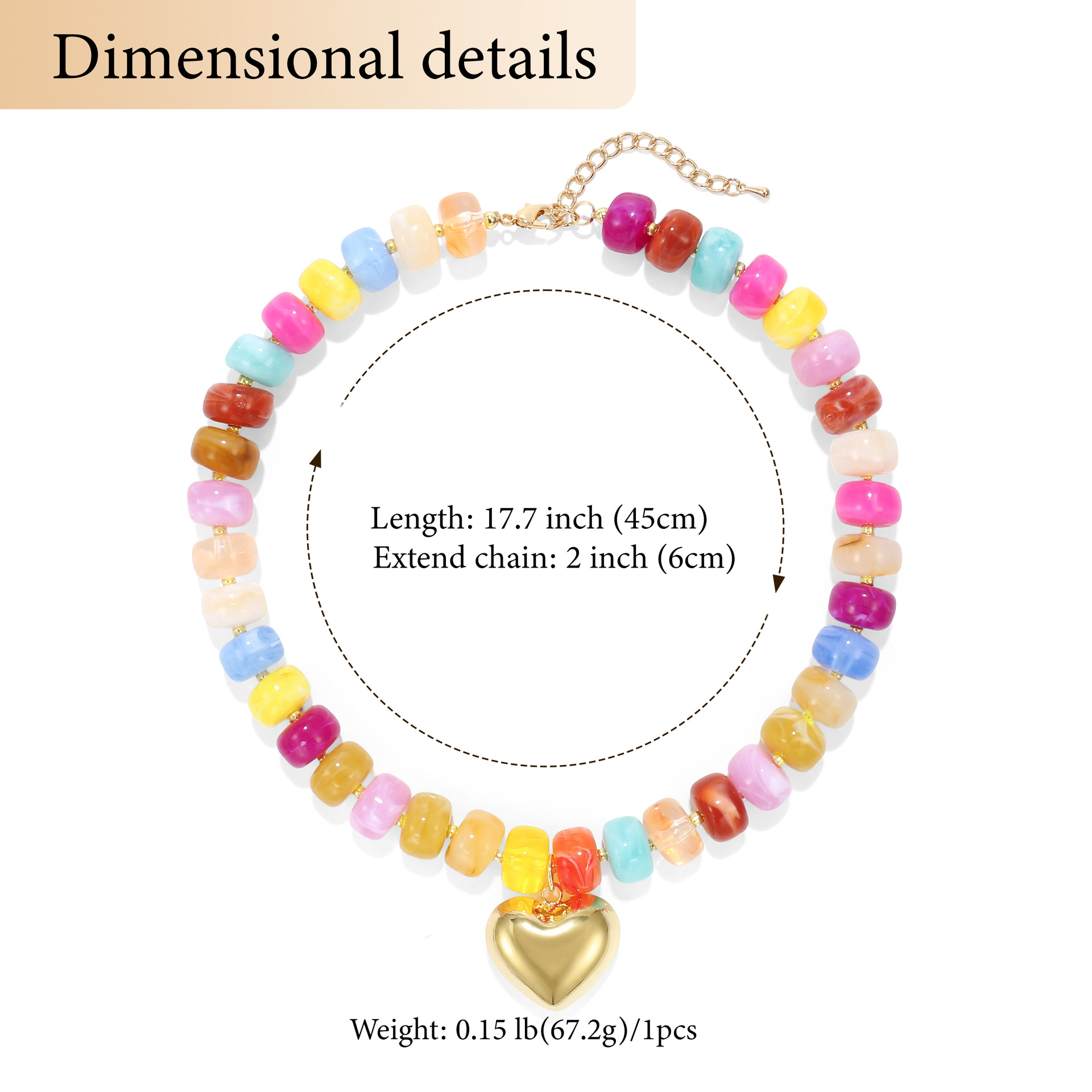 New colorful beaded love necklace fashion trend commuter everyday ladies Joker clavicle chain