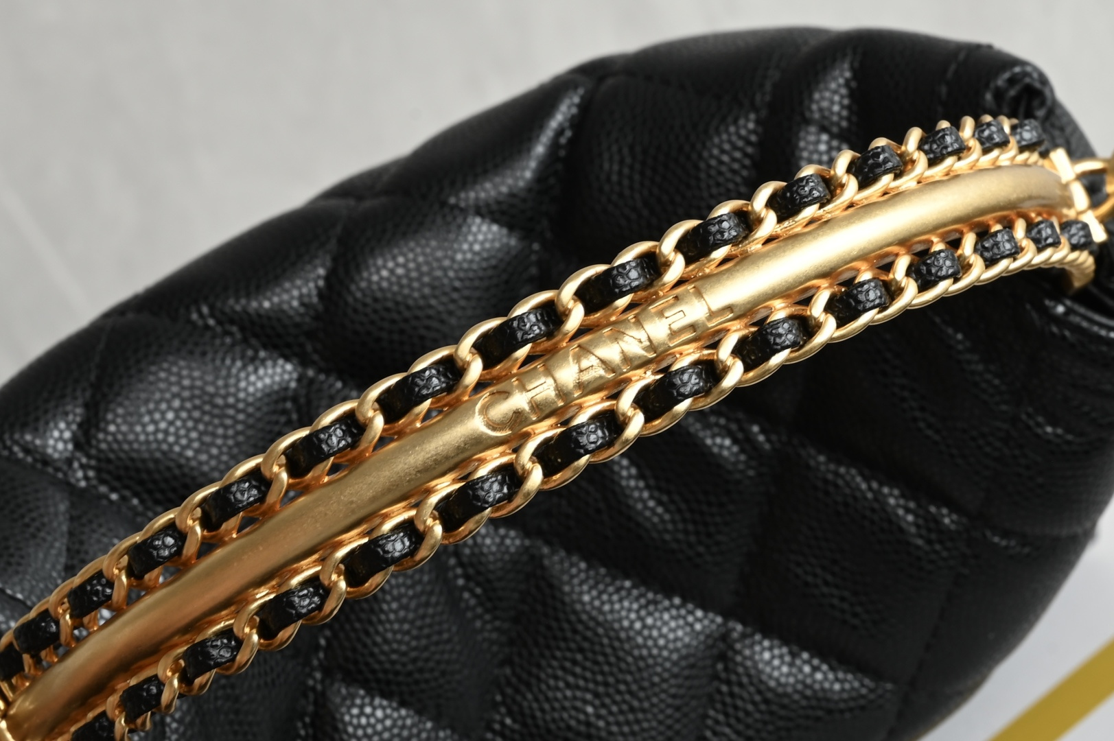 24C Lunch Box Bag (Handle Bag) in Black Caviar Leather with Gold-Tone Hardware (Model AS4579) - Mocuir