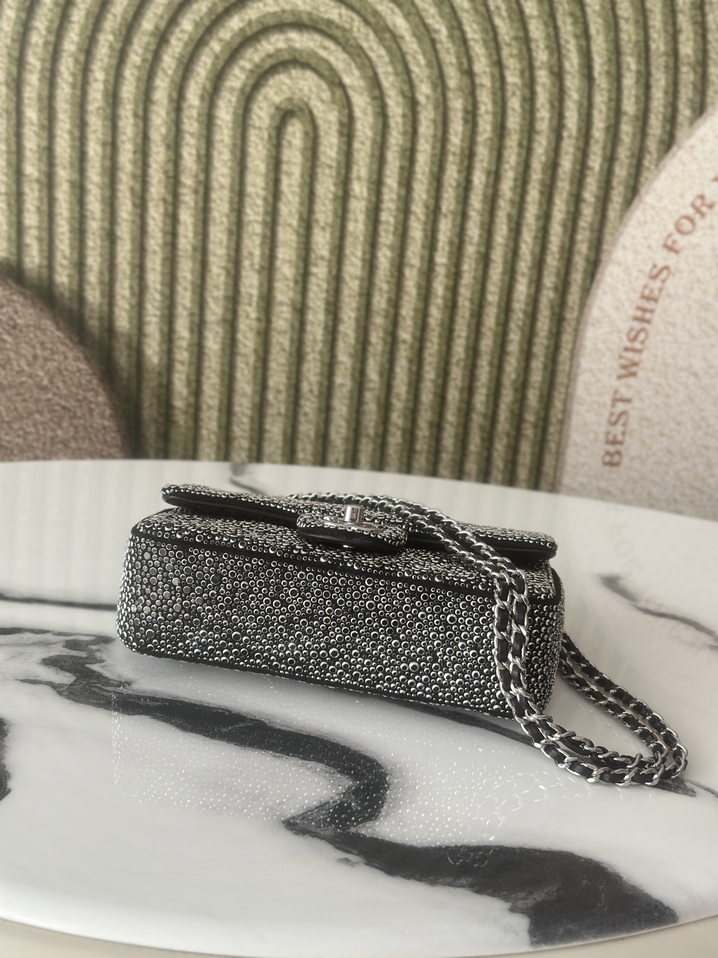 26C Cruise Collection Crystal Embellished Mini Classic Flap Bag - Mocuir