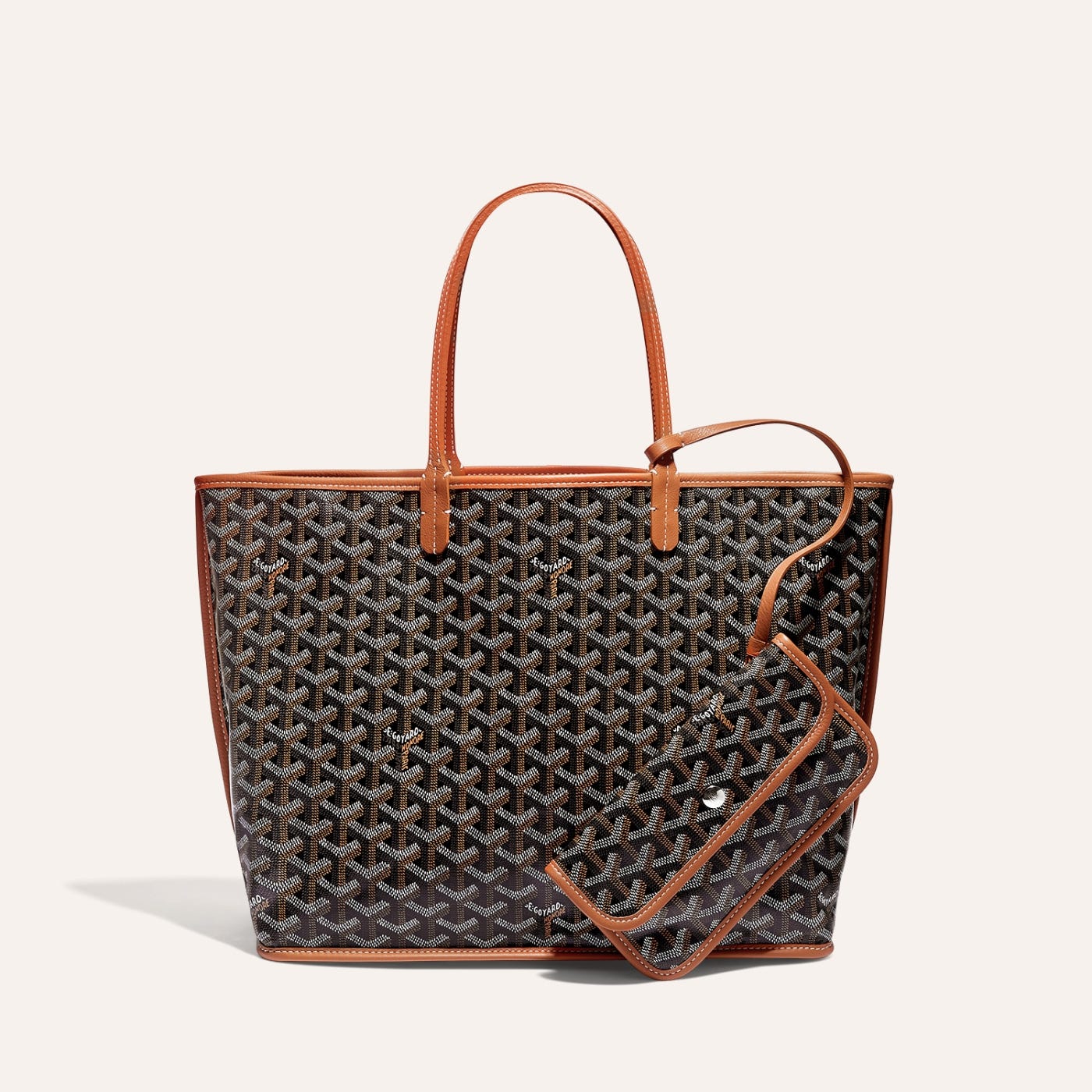 Goyardine Black and Brown Anjou PM Reversible Tote Palladium Hardware