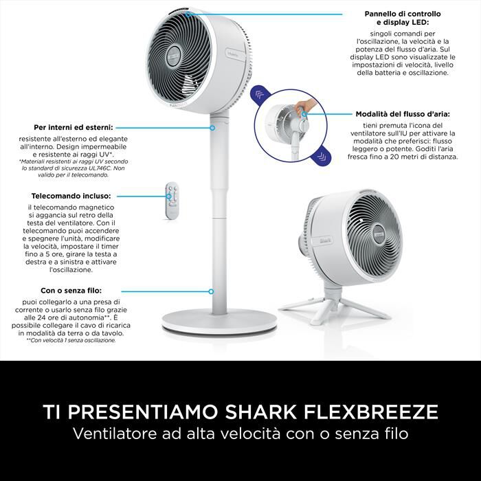 SHARK - Ventilatore a piantana FLEXBREEZE FA220EU-Bianco