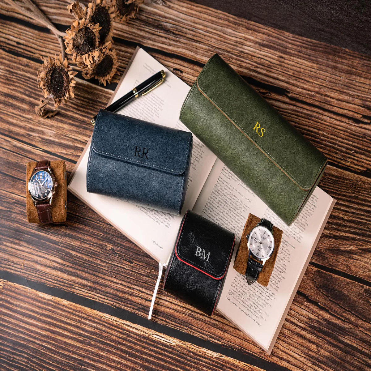 Personalized Watch Roll Leather, Watch Roll for Men, Watch Roll for 3, Corporate Gifts, Travel Watch Box, Groomsmen gift, Gift For Him