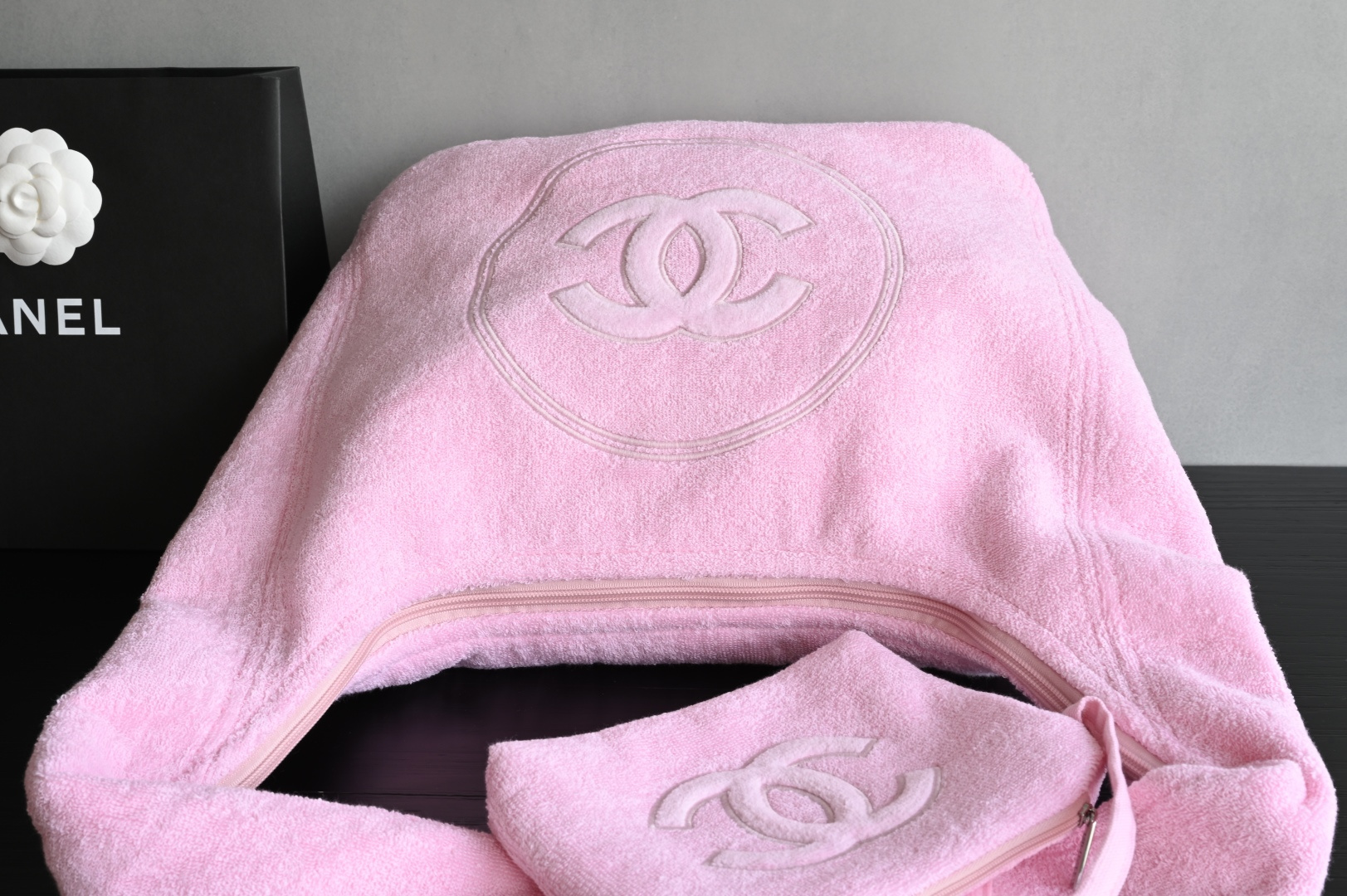 Coco Beach Hobo Tote Bag with Pouch in Pink Terry Cotton (Model A82901) - Mocuir