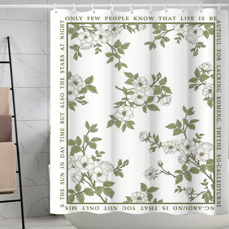 Digital printing watercolor ink flower simple geometric shower curtain waterproof and moisture-proof sanitary interval
