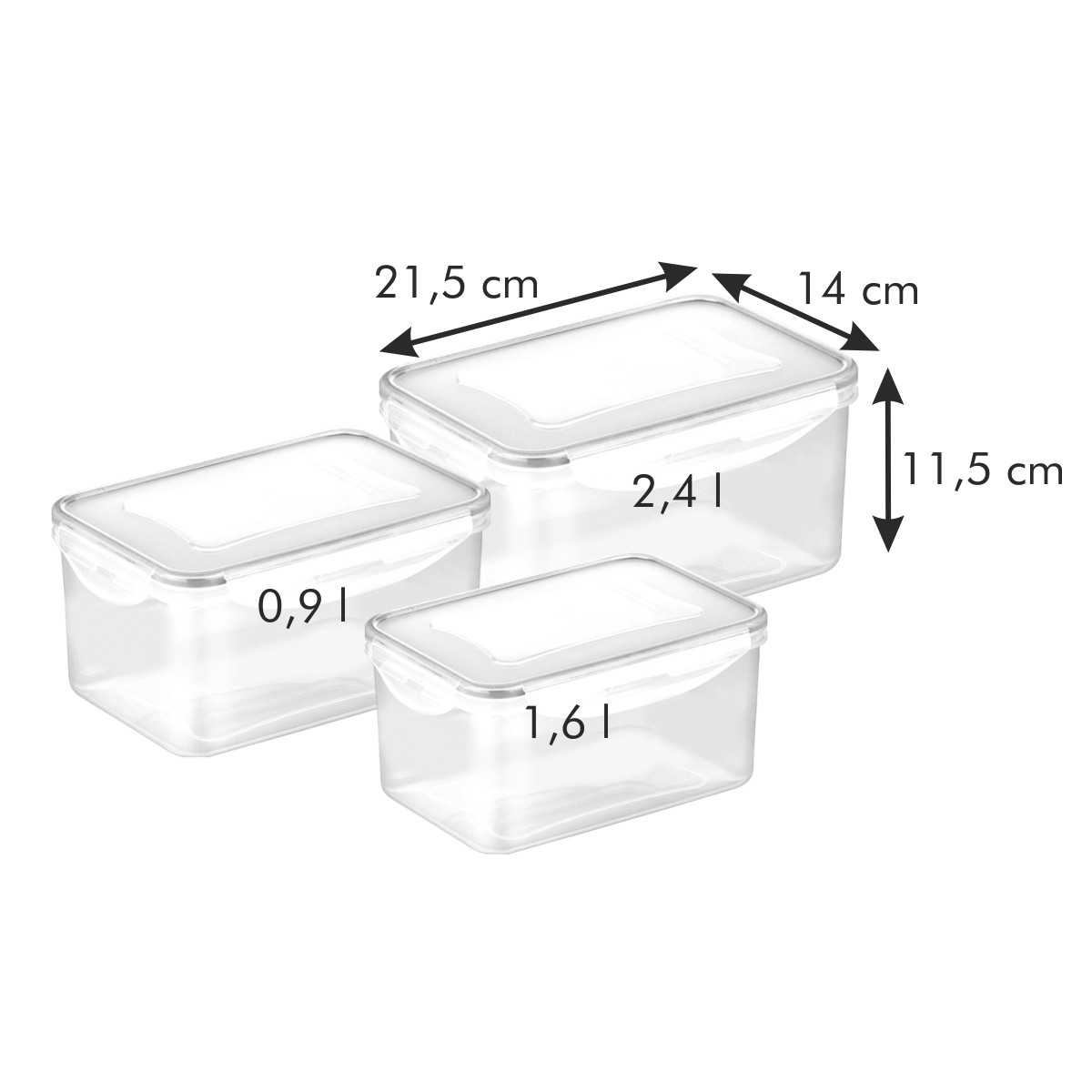 Dóza FRESHBOX 3 ks, 0,9 - 1,6 - 2,4 l, hluboká