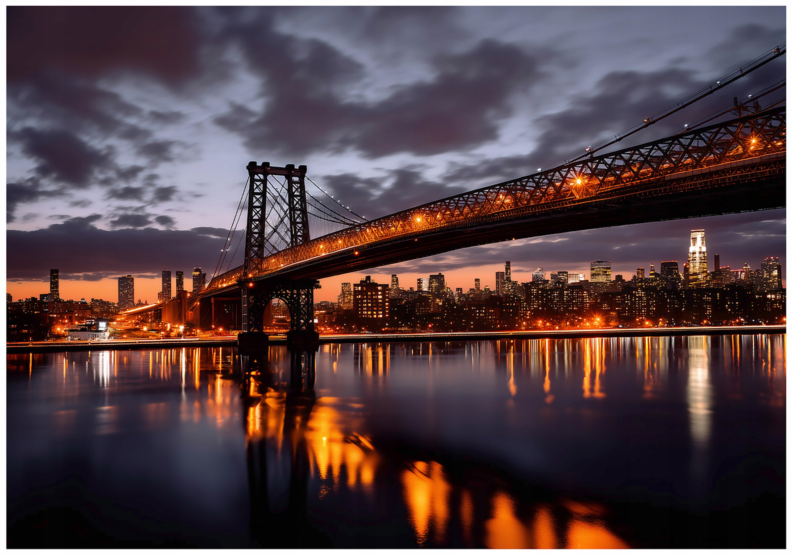 Photo wallpaper bridge city at night 3D bedroom living room wallpaper non-woven