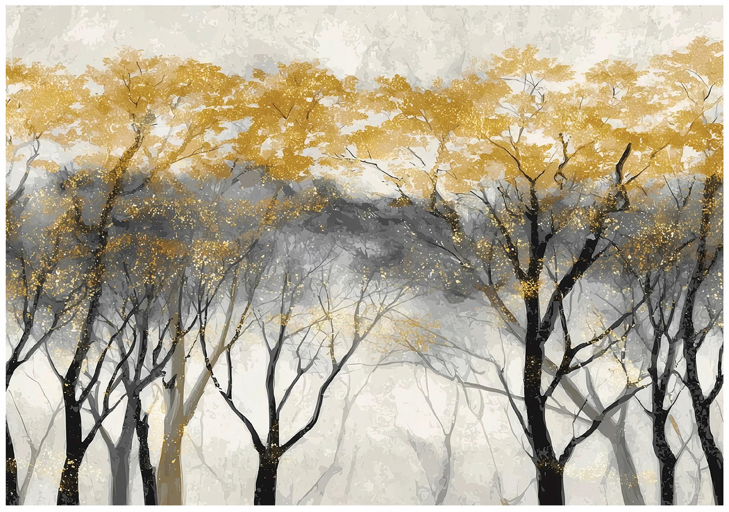 Wall mural forest trees concrete gold bedroom living room wallpaper non-woven
