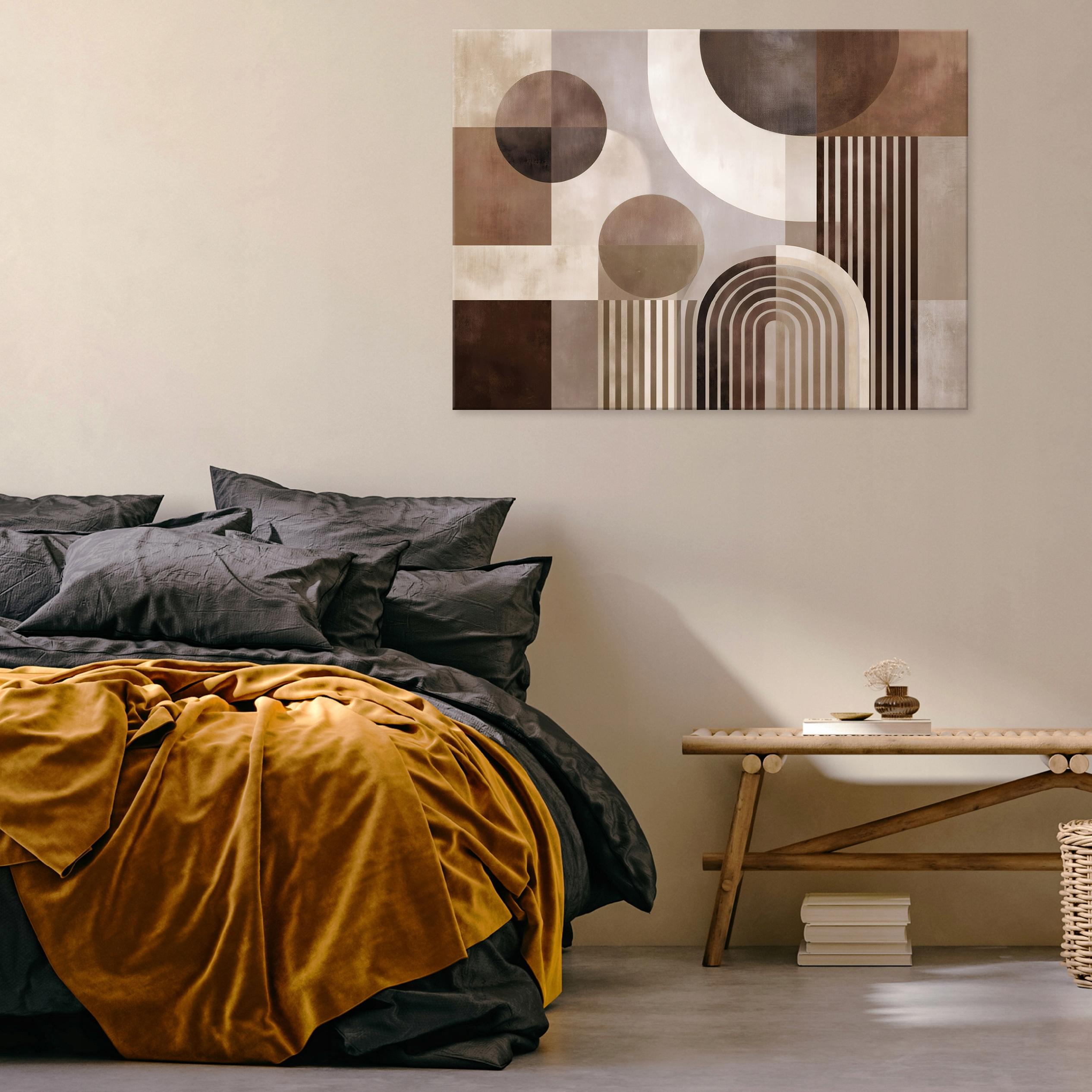 Abstract boho beige brown painting for the bedroom or living room on canvas, 40x30
