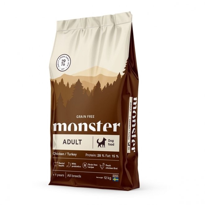 Monster Dog Adult Grain Free All Breed Kylling & Kalkun