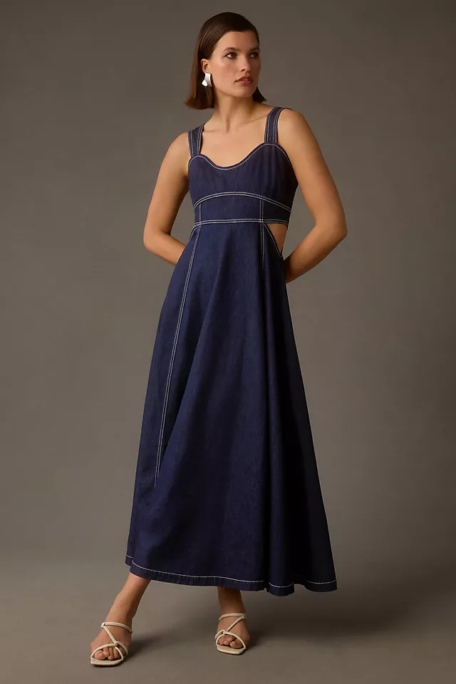 Corset Denim Cutout Dress DENIM MEDIUM BLUE