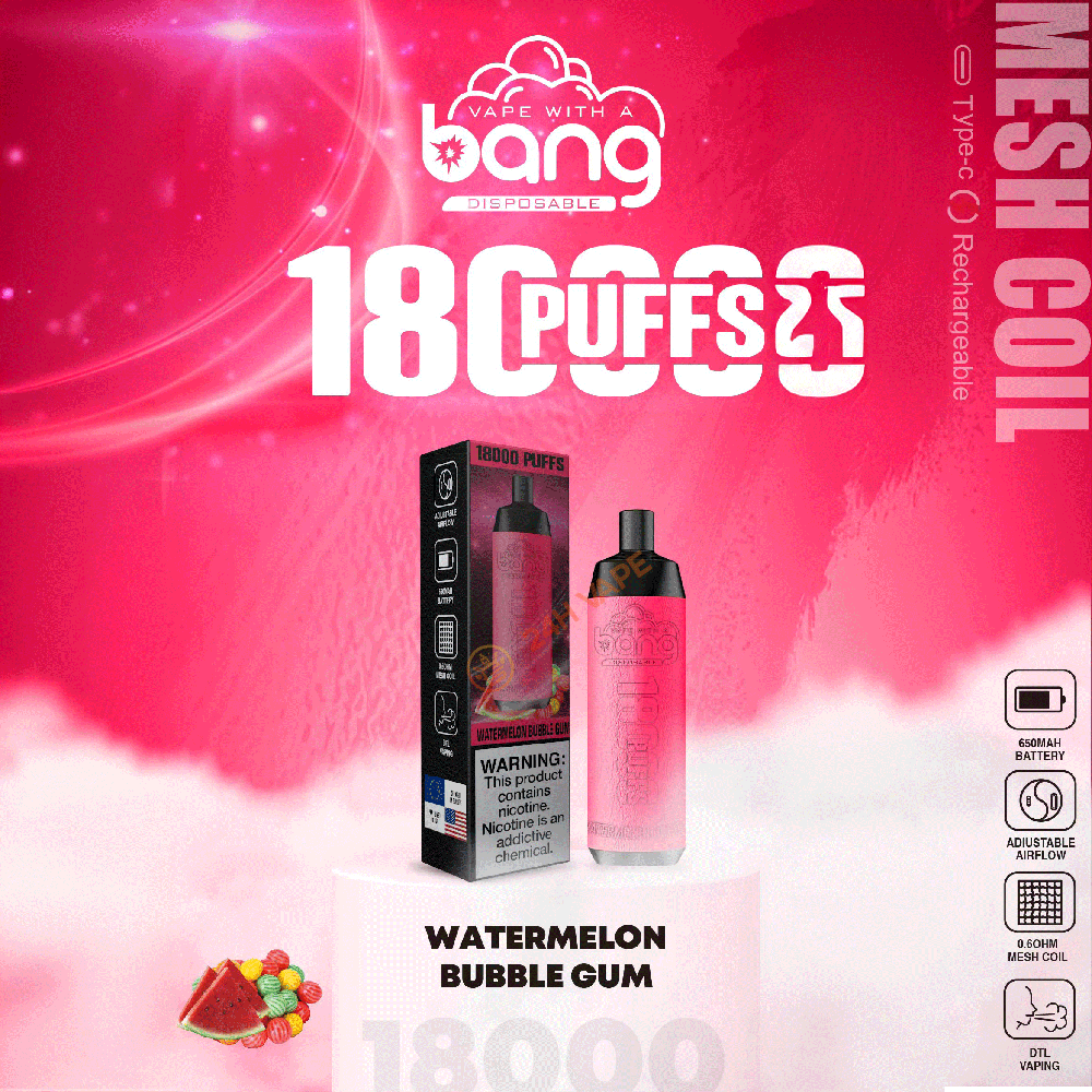 （3 pieces）Bang Crown Bar 18000 Puffs 0% 2% 3% 5% Nicotine Leather Disposable Vape Pen