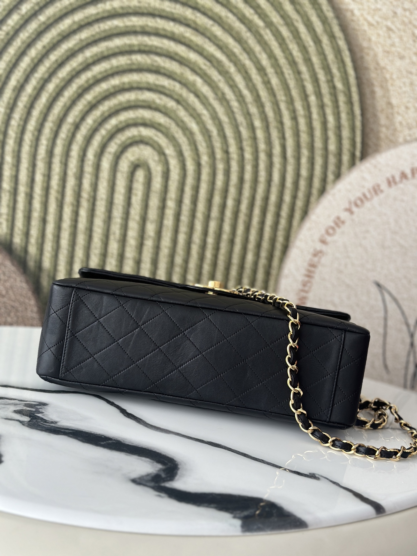 Classic Flap Jumbo Black Lambskin Bag (Model A58600) - Mocuir