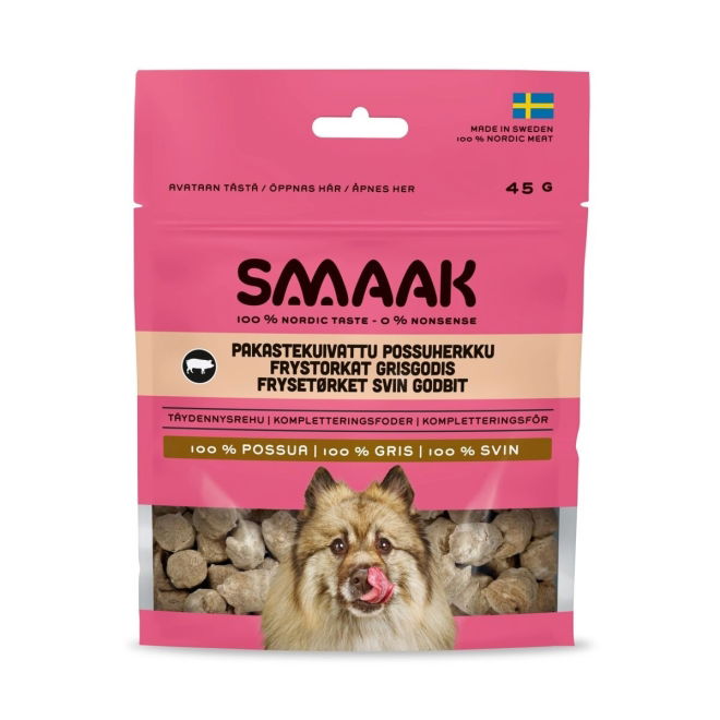 SMAAK Dog Frysetørkede godbiter Svin 45 g