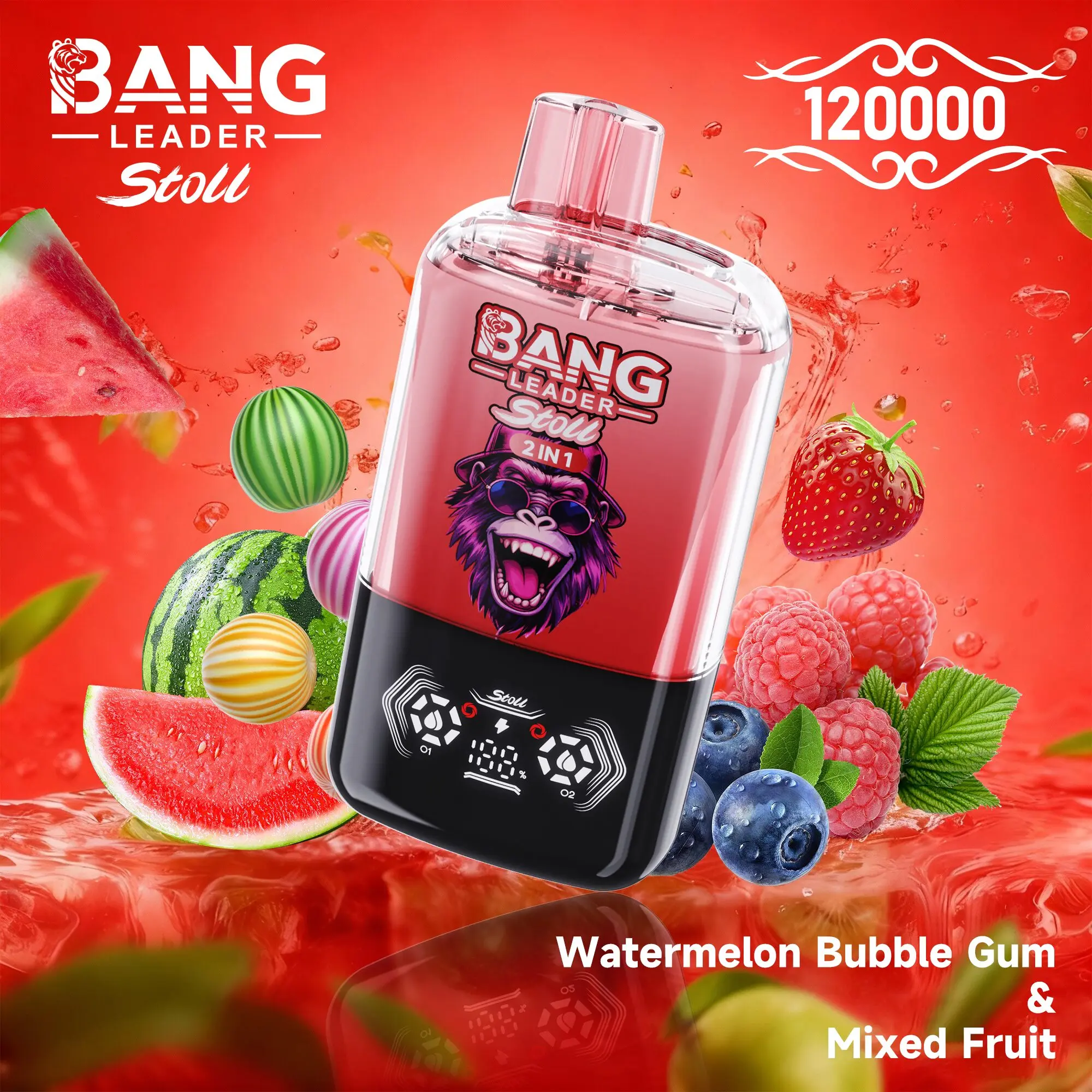 【New Arrive】Bang Leader Stoll 120K 120000 Puffs Double Taste&Anti-Leak Design LED Display Disposable Vape