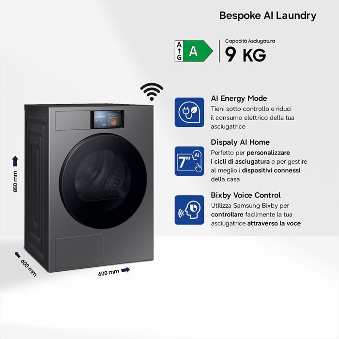 SAMSUNG - Asciugatrice DV90F09F4SU3 9Kg Classe A-Nero