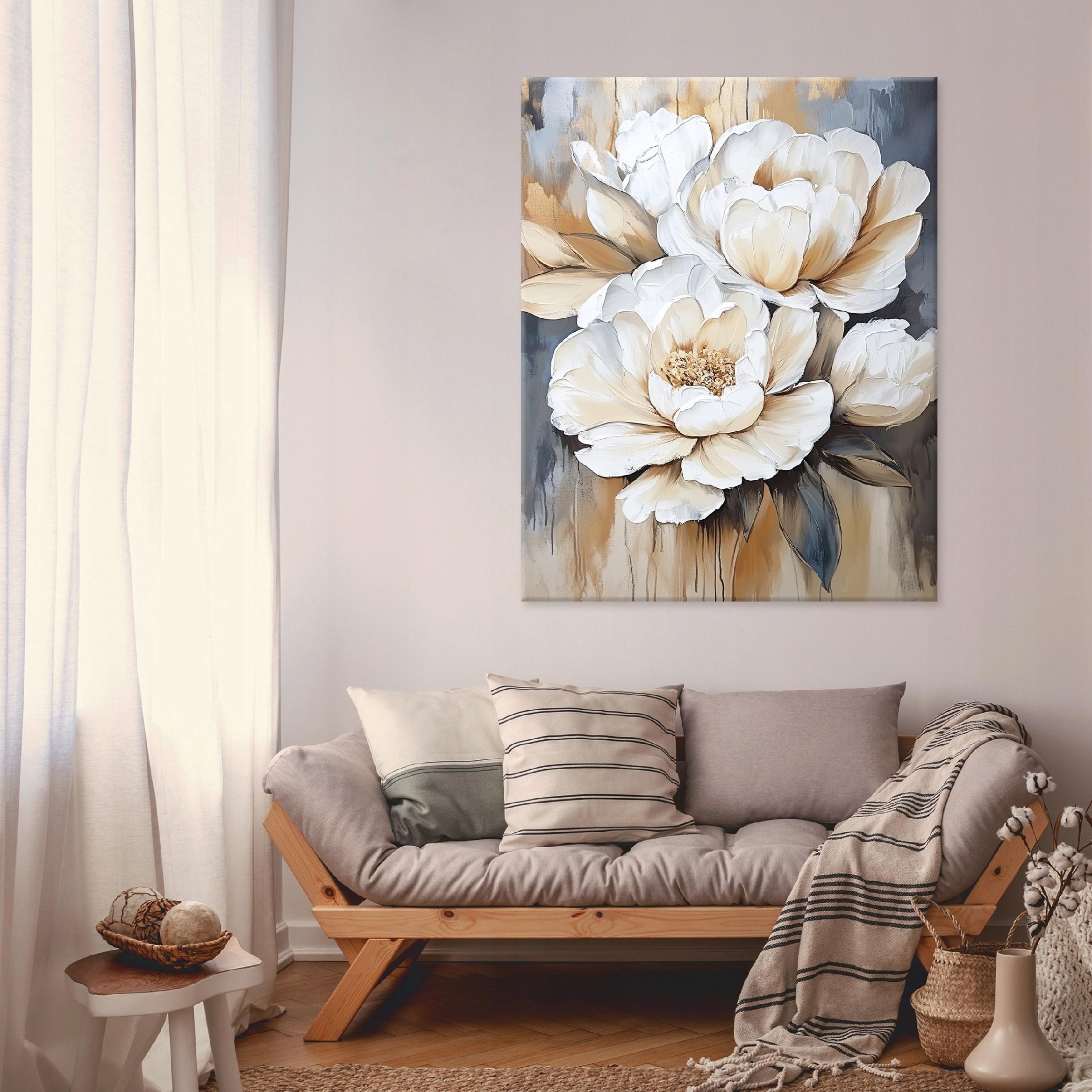 3D abstract flower painting for the bedroom, living room, or kitchen, on canvas (40x30)