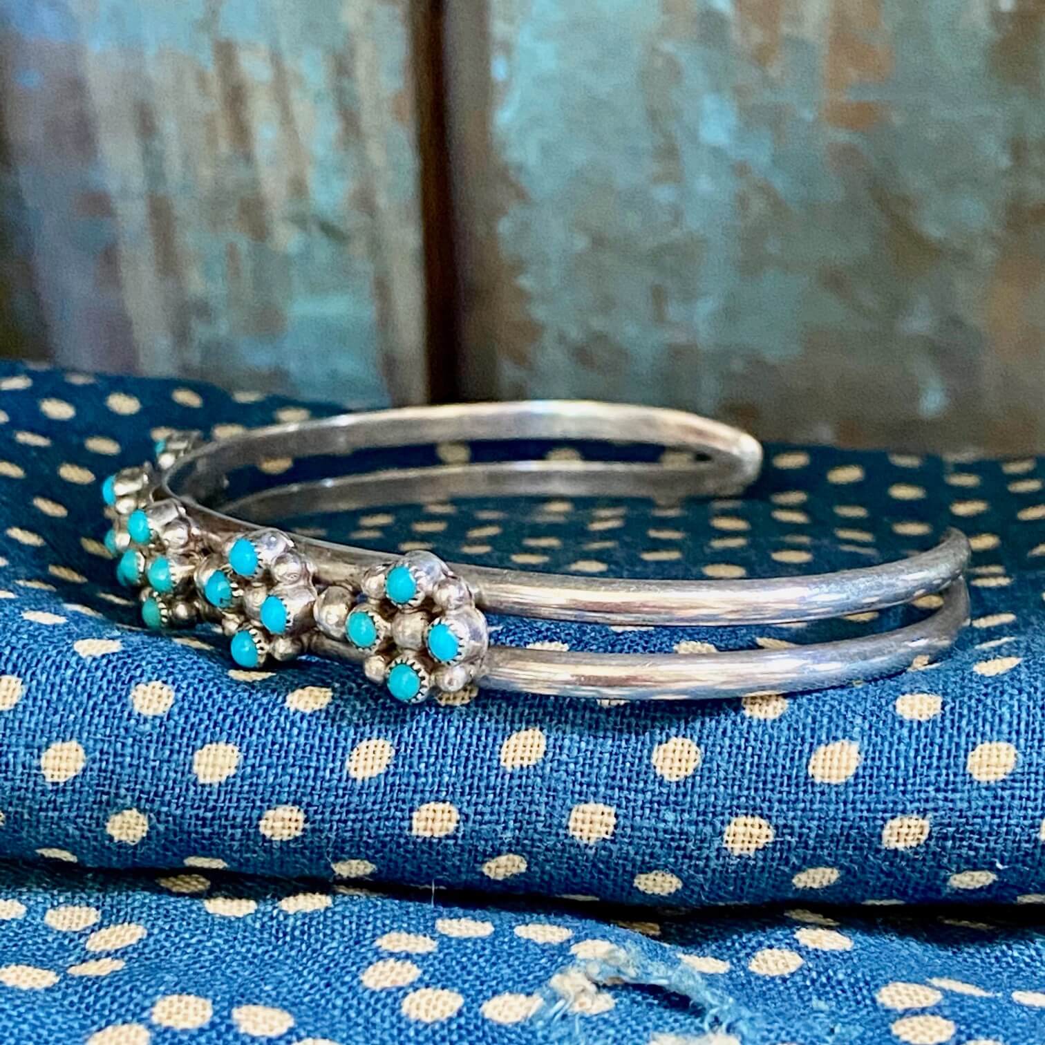 Sterling Silver Zuni Snake Eye Turquoise Bracelet 925 Silver