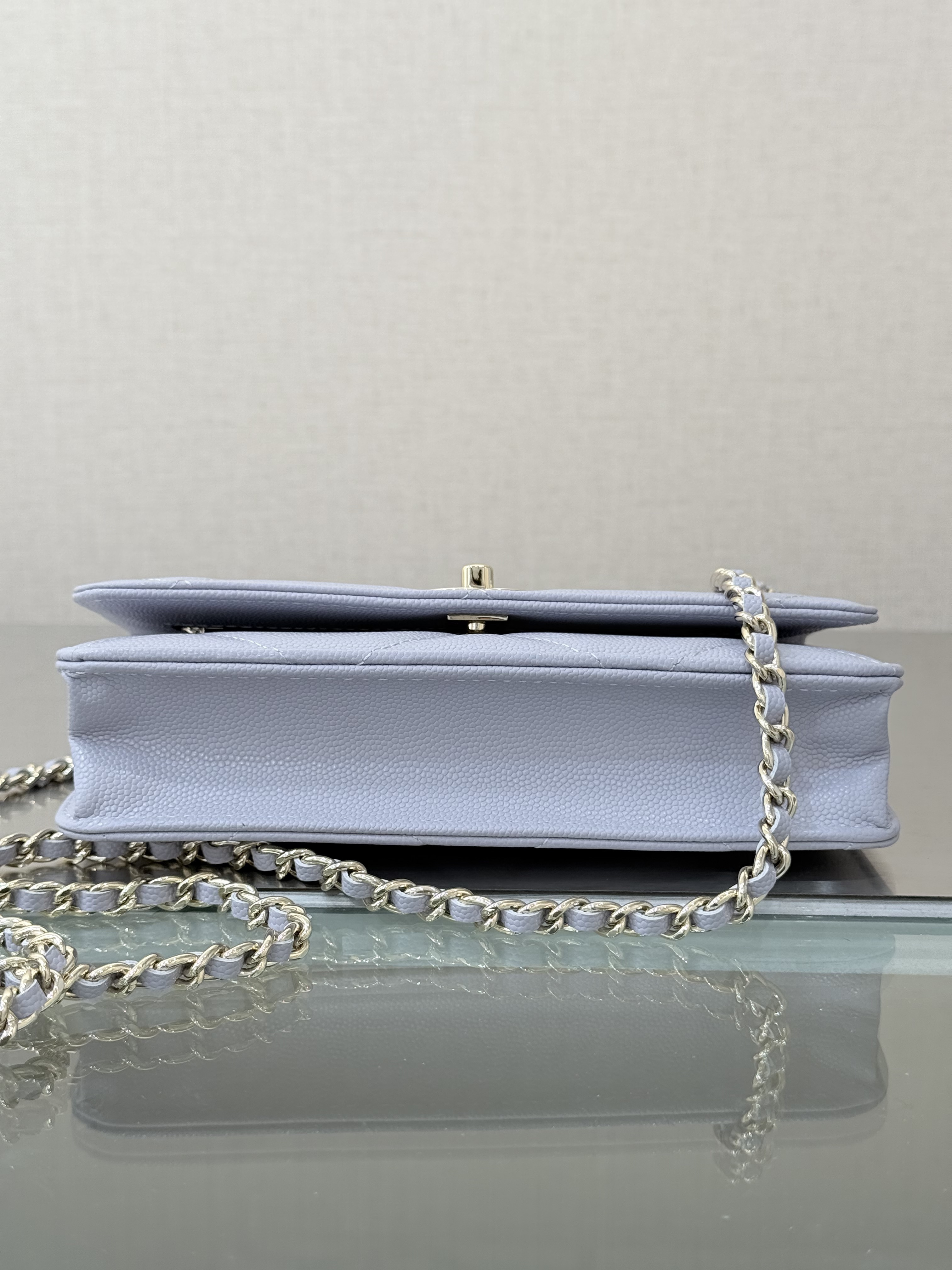 Classic Wallet On Chain with Top Handle（Gray-Blue） - Mocuir