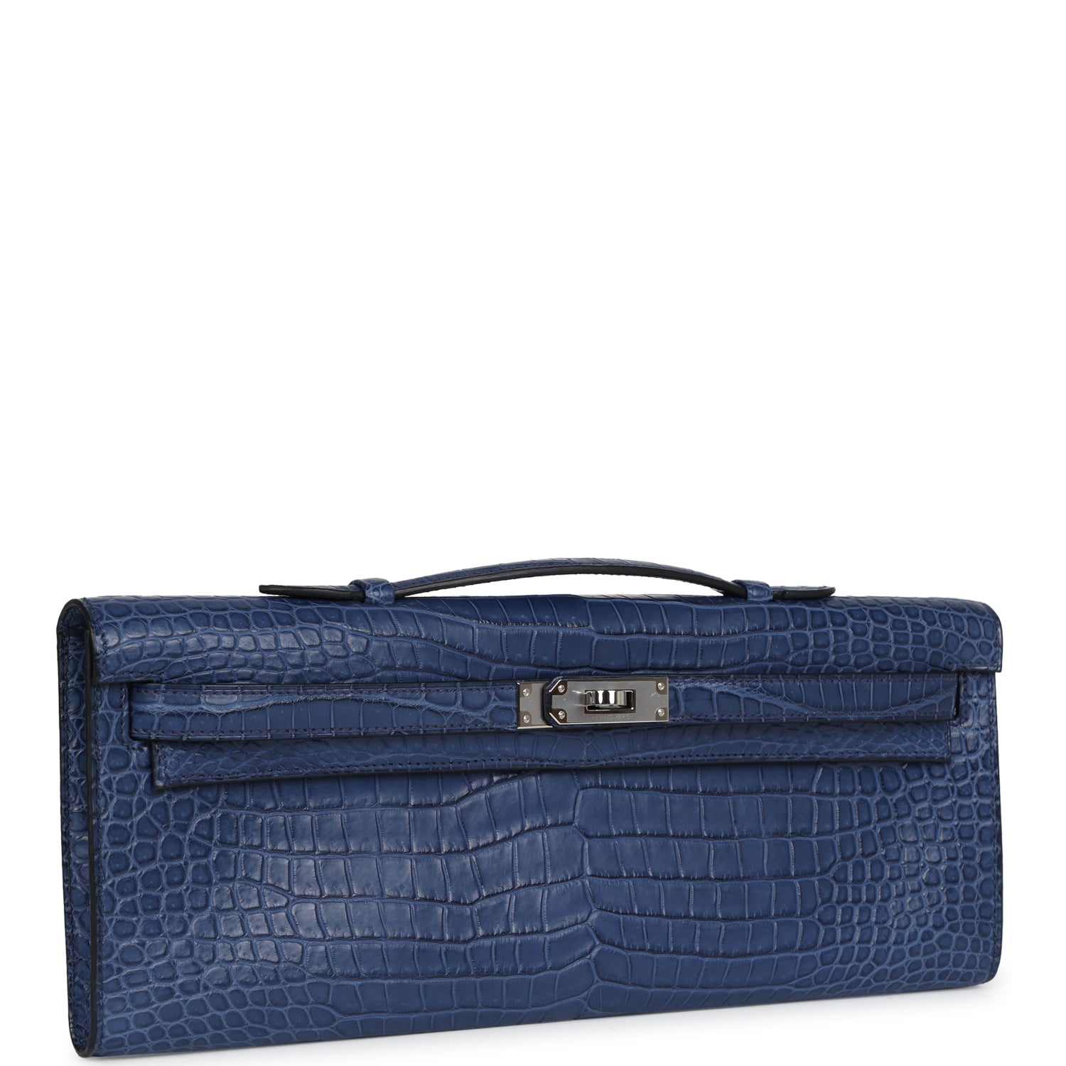 Kelly Cut Bleu De Malte Matte Porosus Crocodile Palladium Hardware