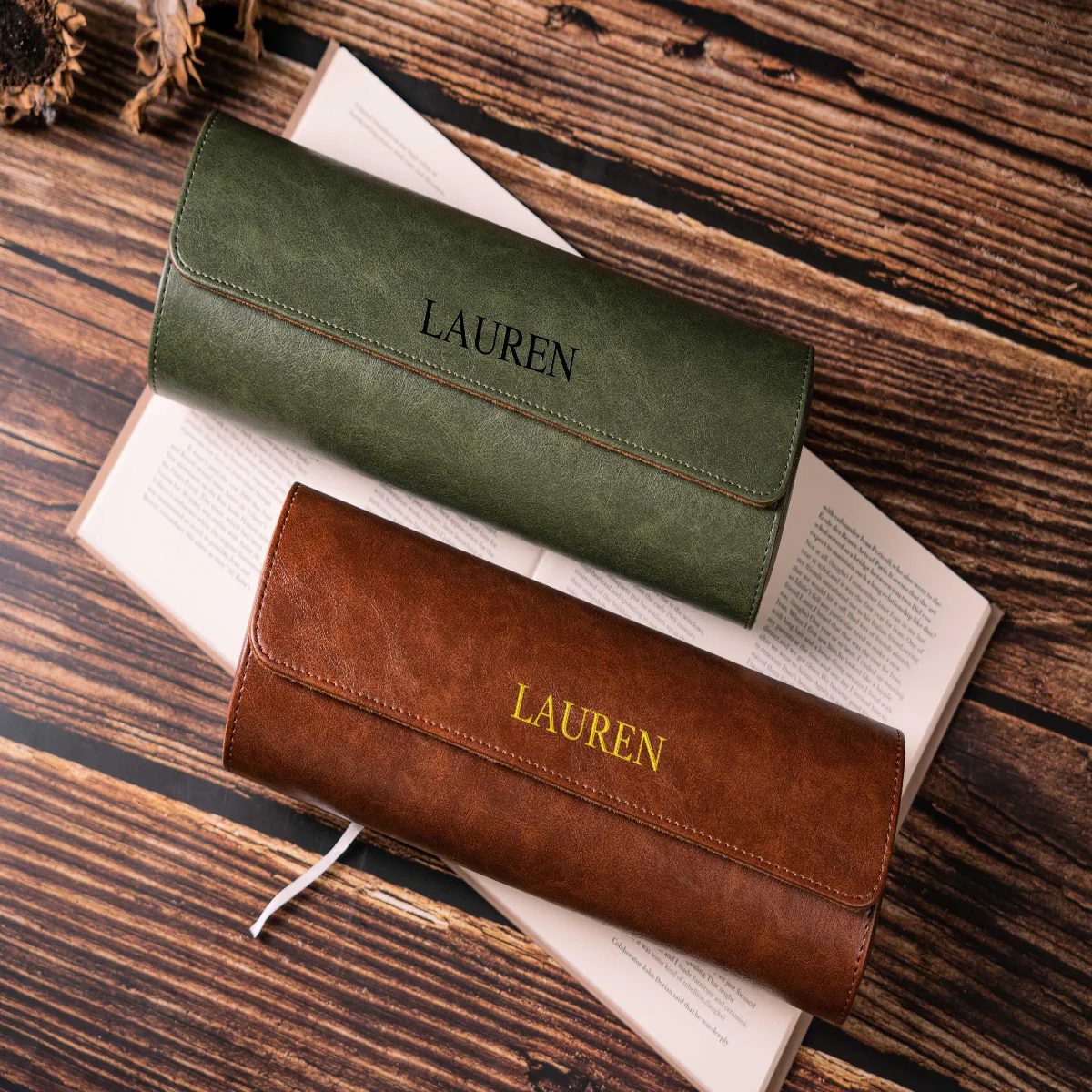 Personalized Leather Watch Box, Vegan Leather Watch Box, Watch Roll for 3 Watches, Valentine