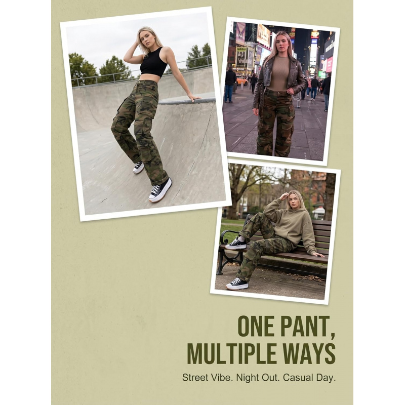 Women's Cargo Baggy Straight Jeans Streetwear