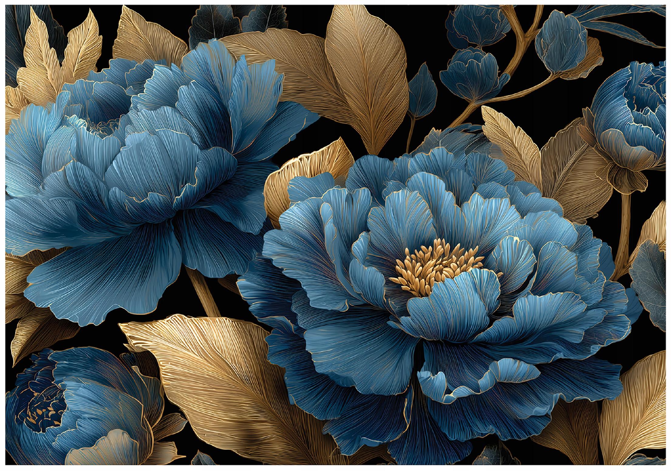 Wall mural flowers leaves glamour bedroom living room wallpaper non-woven