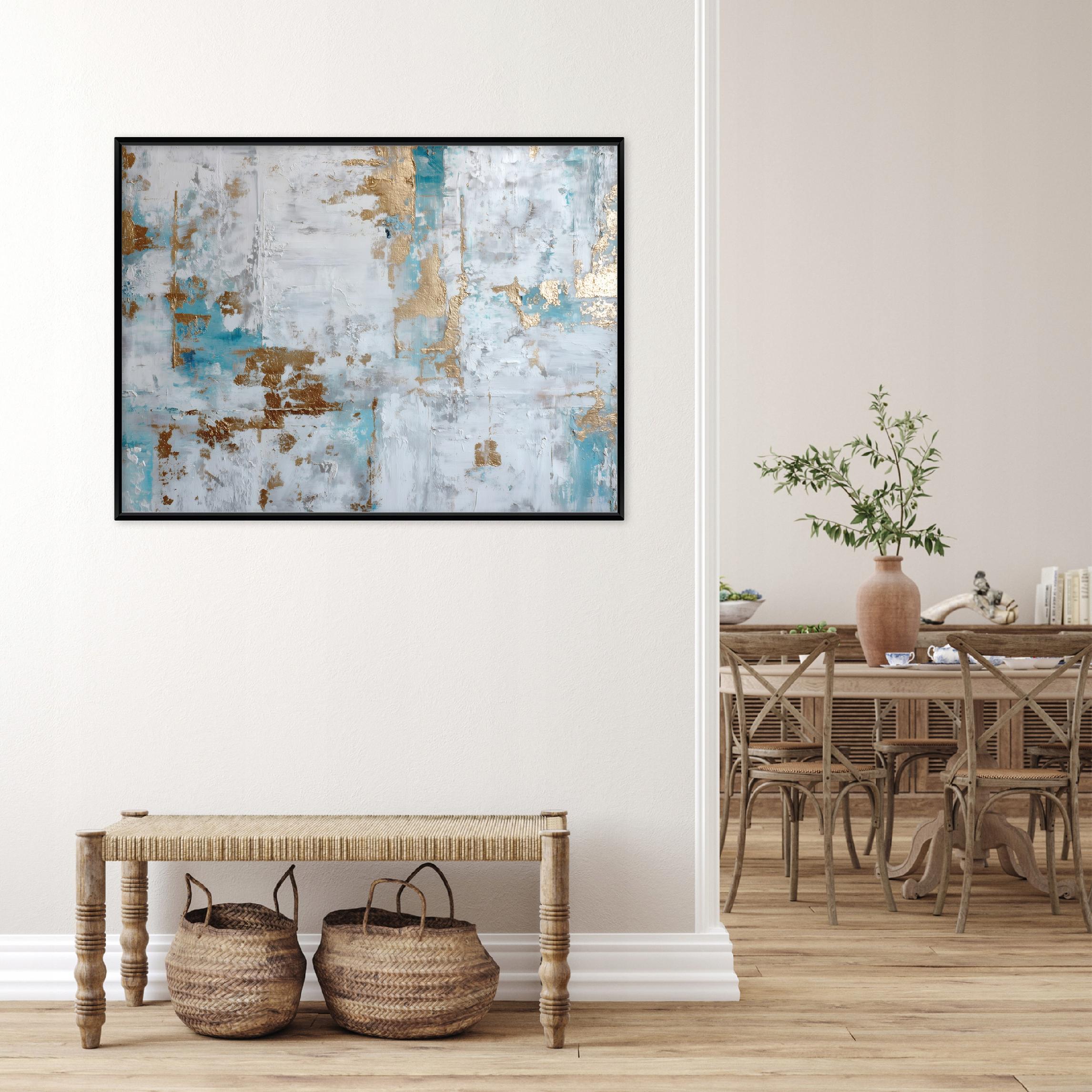 Black framed canvas painting, abstract concrete, living room, bedroom, 40x30