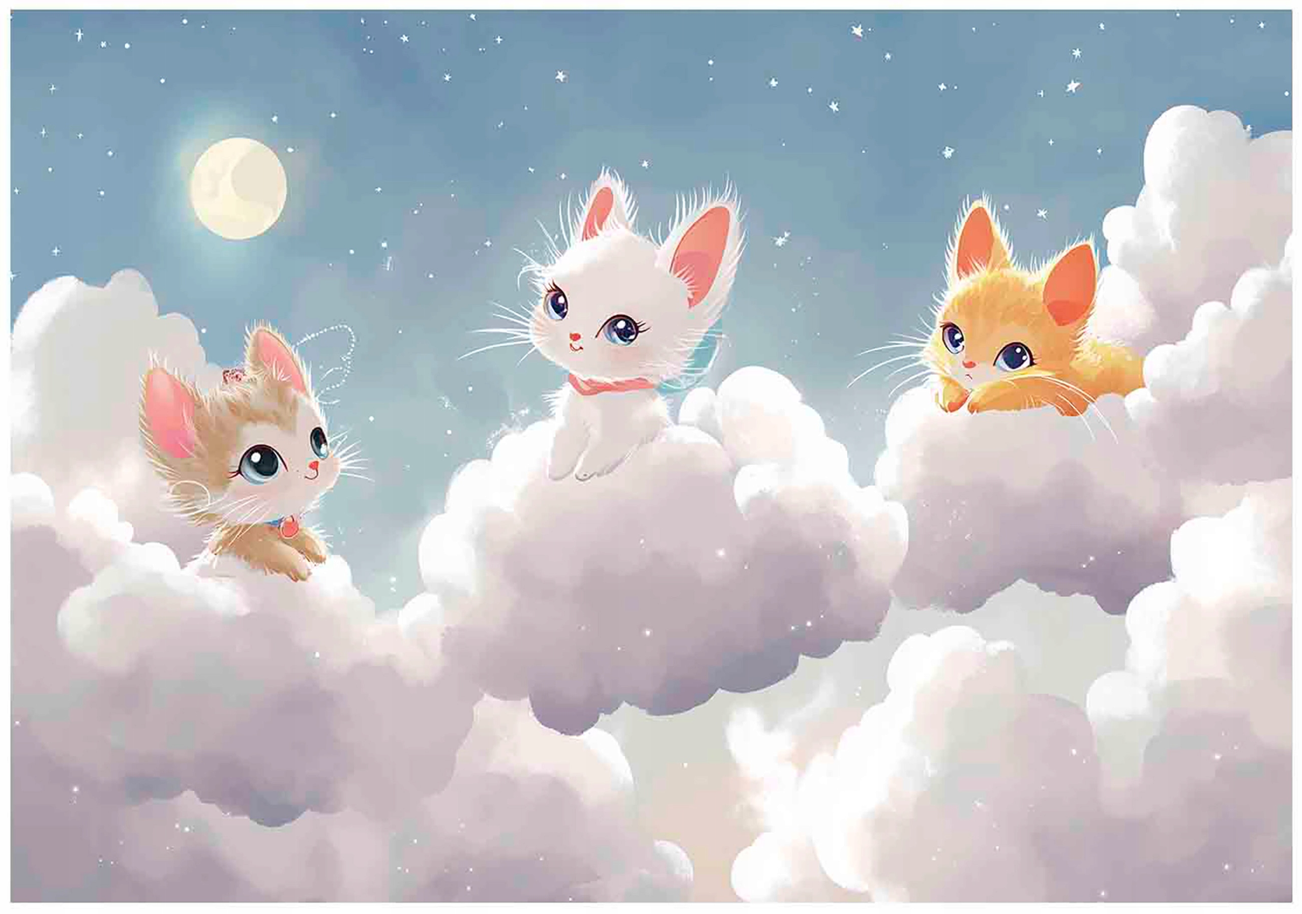 Photo wallpaper for children cats on clouds wallpaper for a child's room