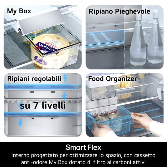 LG - Frigorifero combinato GBBS727CMB Classe C 375lt-Argento