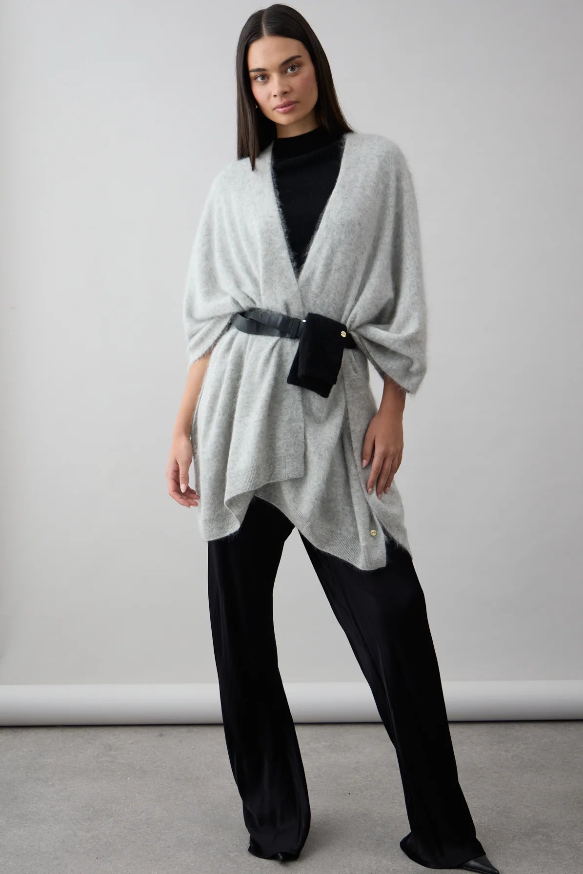 ‌Brushed Cashmere Snap-Crew