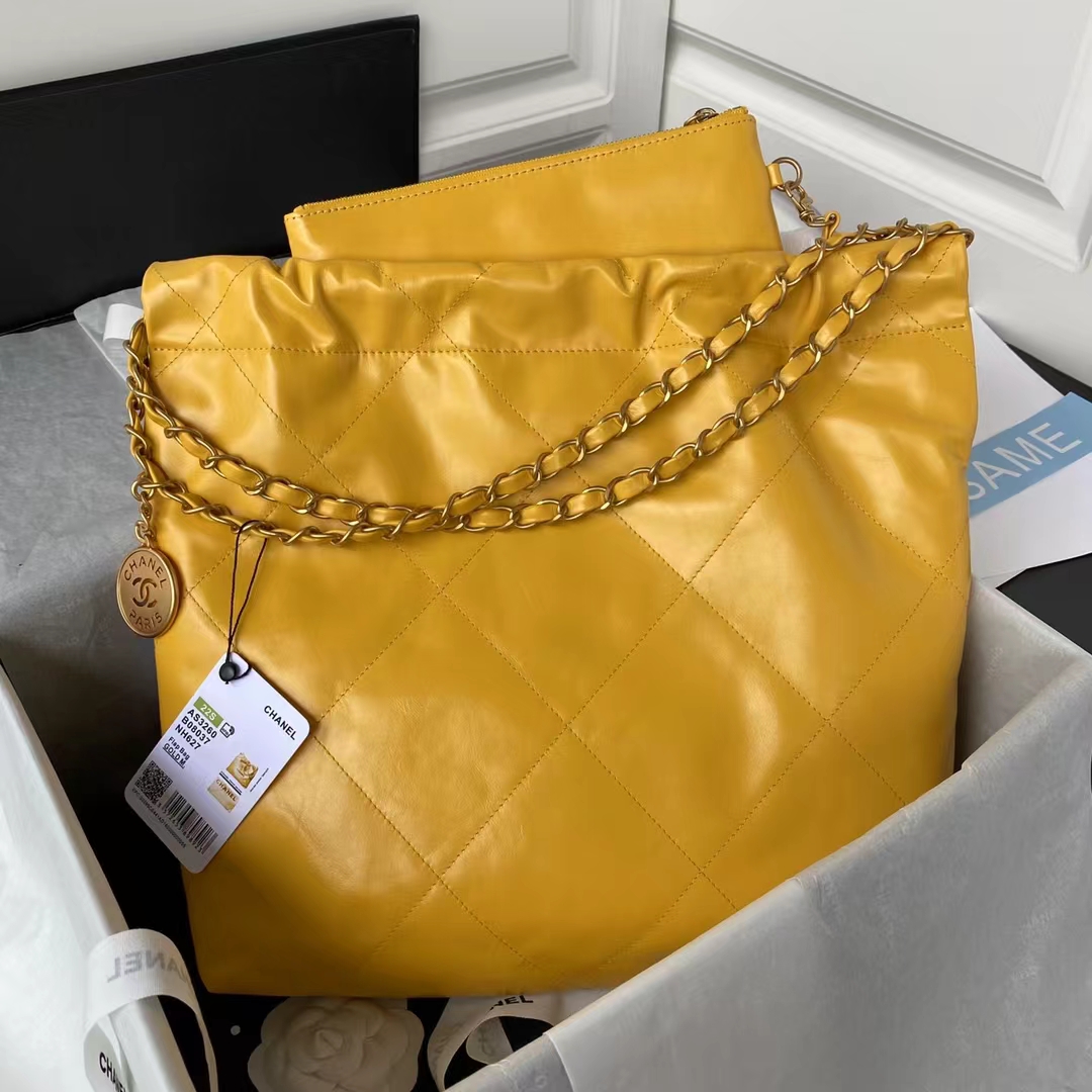 22 AS3260 Small Bag Yellow Calfskin Gold Hardware