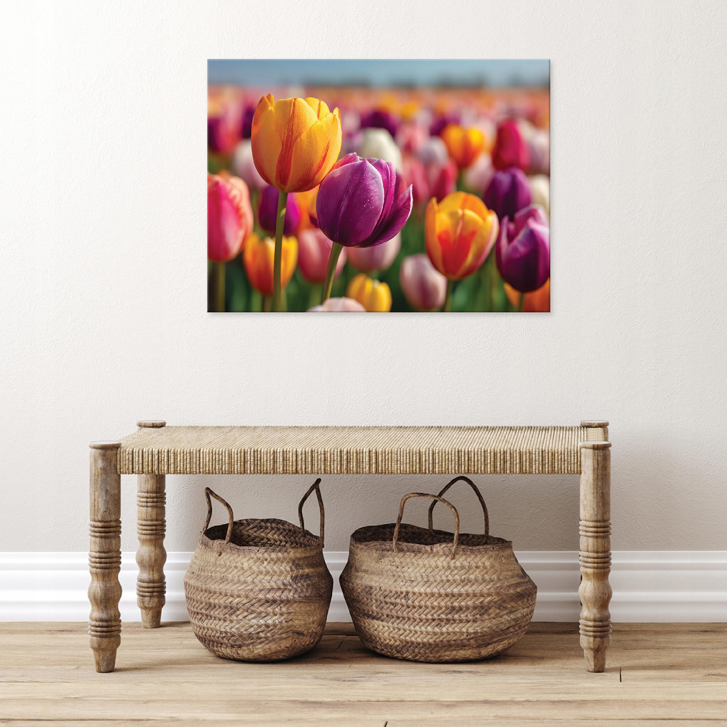 Painting tulips nature meadow for bedroom living room on canvas 40x30