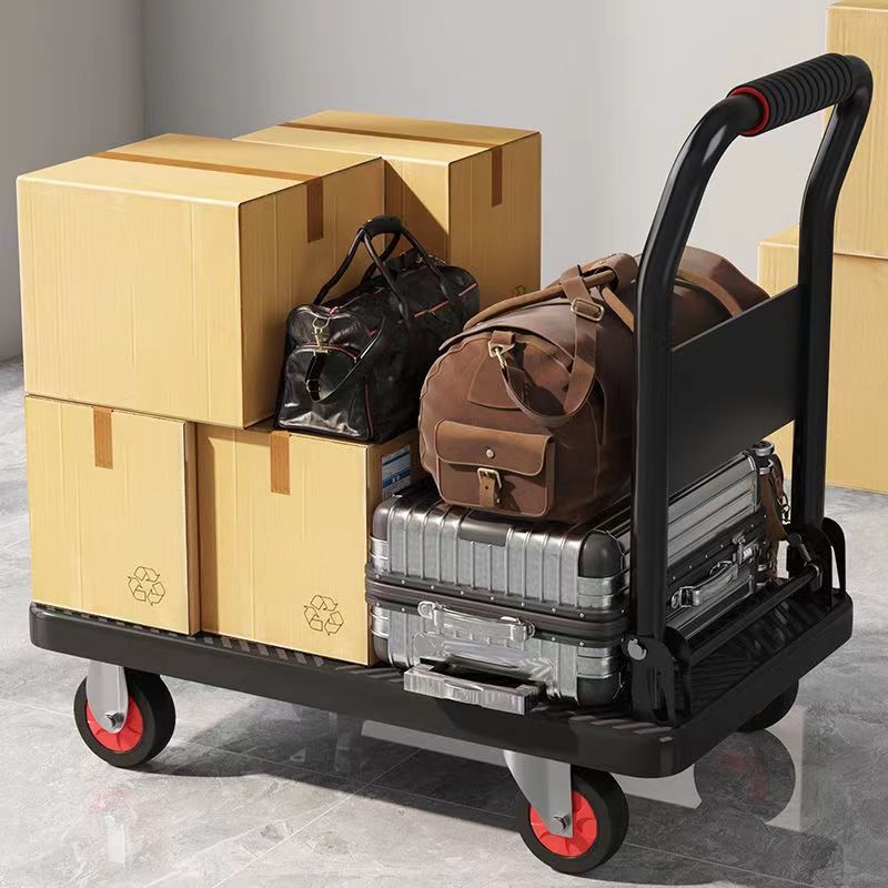Handling trolley trailer hand trolley folding flatbed four-wheel trolley shopping cart shopping cart