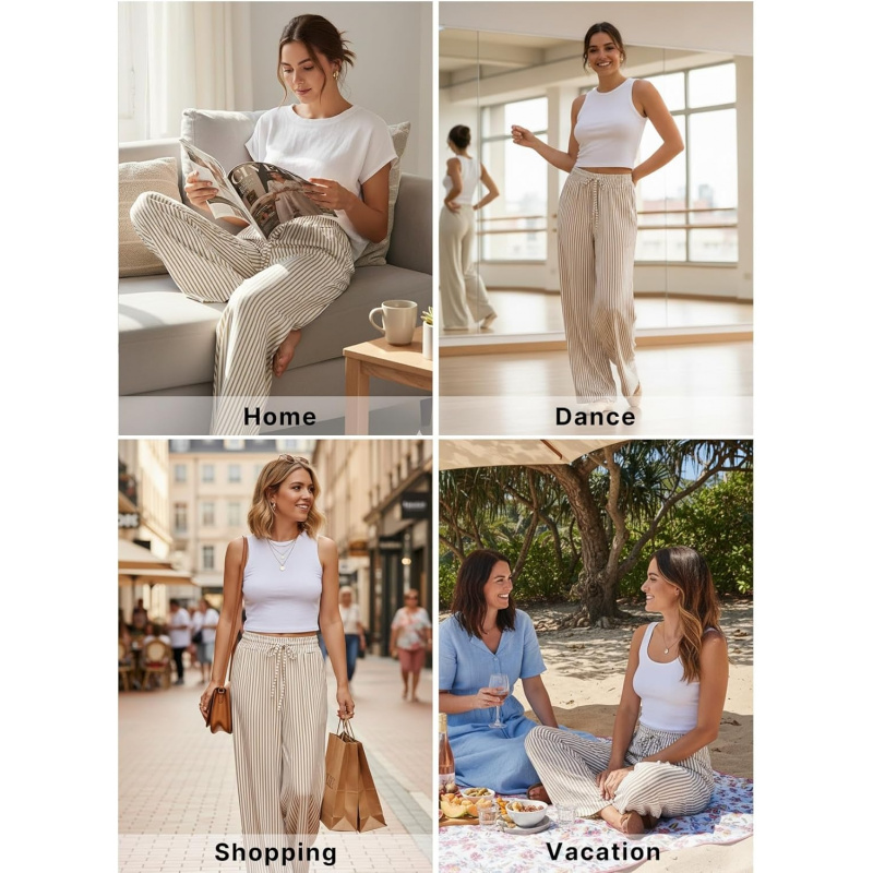 Women Casual Drawstring Elastic Waist