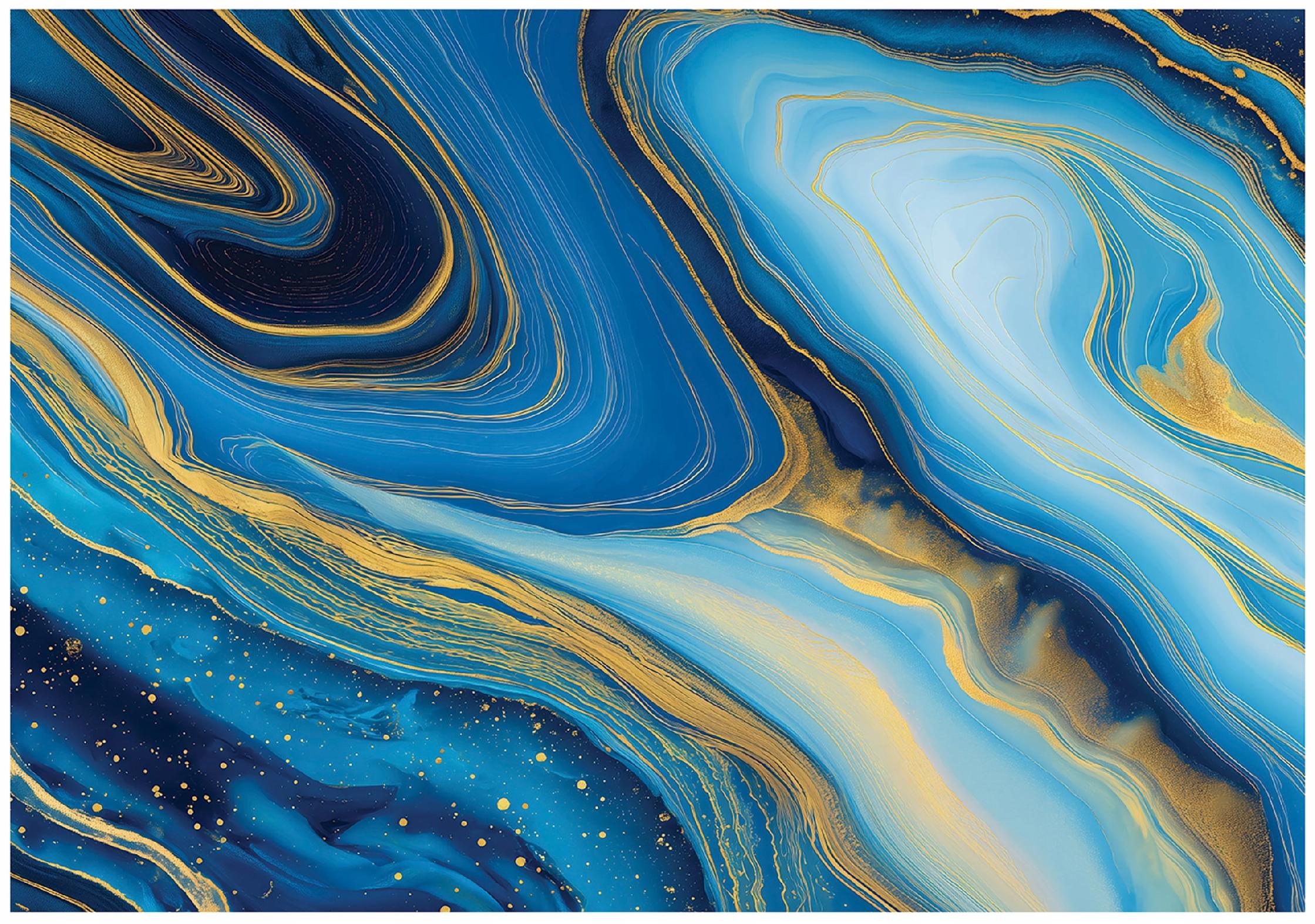Blue and gold marble wall mural for bedroom or living room, non-woven wallpaper,