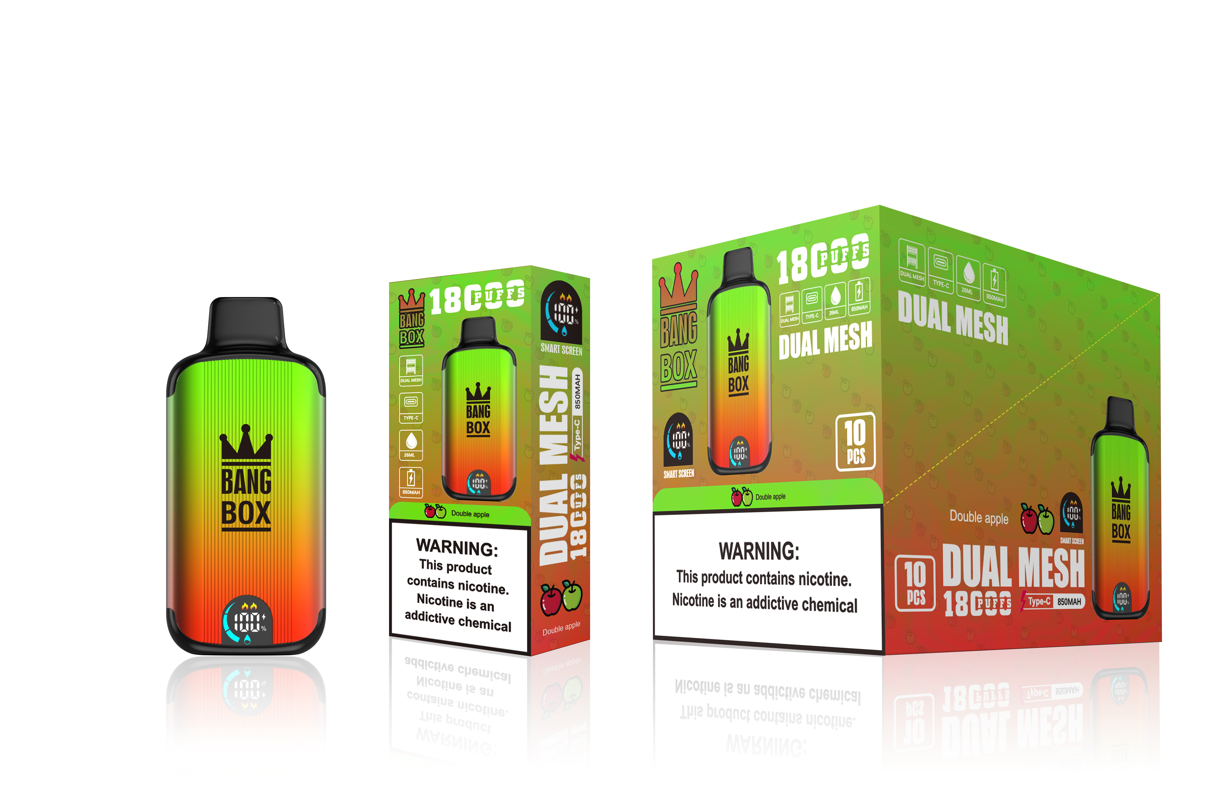 （3 pieces）Bang Box 18000 Puffs New Product LED Display Disposable Vape