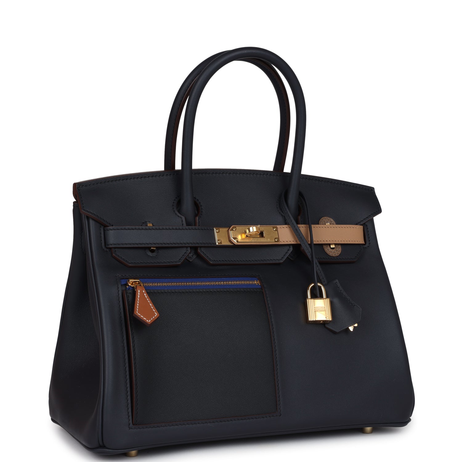 Colormatic Birkin 30 Caban, Black and Chai Swift Gold Hardware