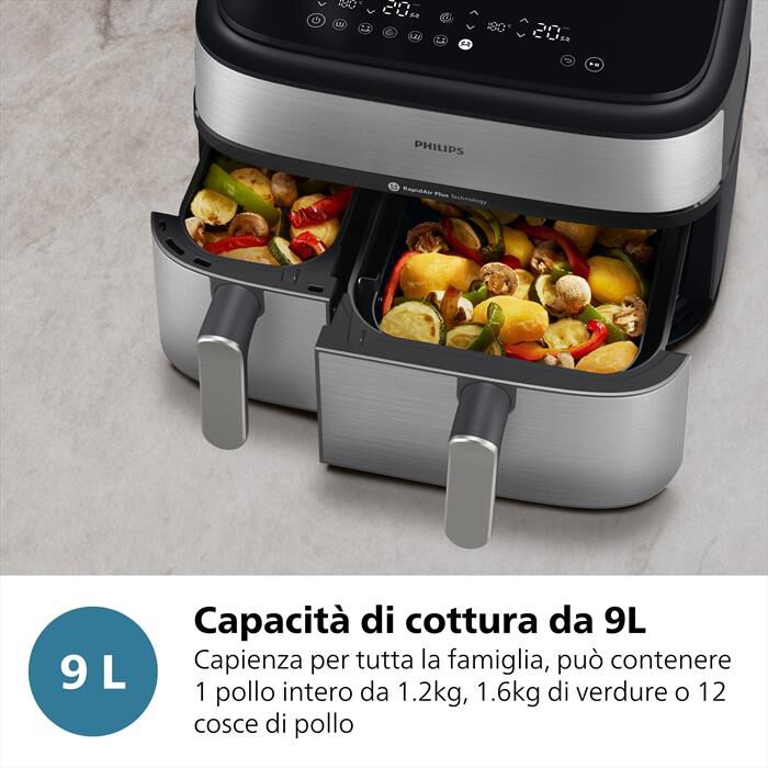 PHILIPS - AIRFRYER SERIE 5000 DA 9L COTTURA VAPORE NA555/00-Inox