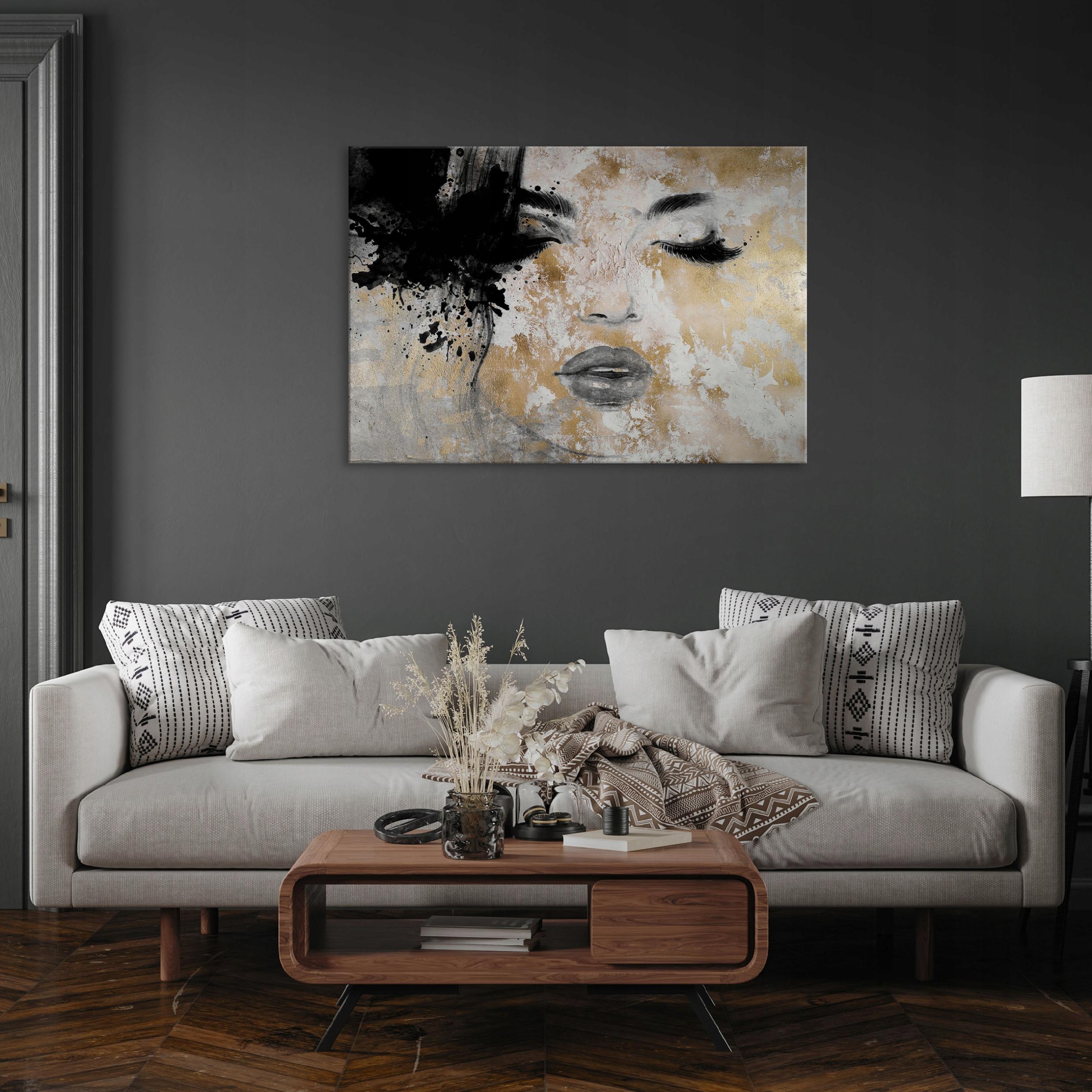 Canvas painting of a woman's face, abstract, 60x40