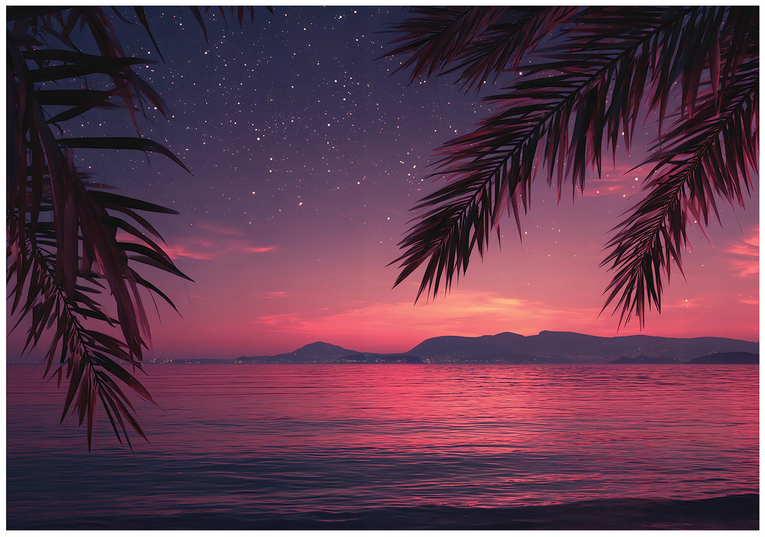 Palm tree wall mural, ocean, nature, bedroom, living room, non-woven wallpaper,