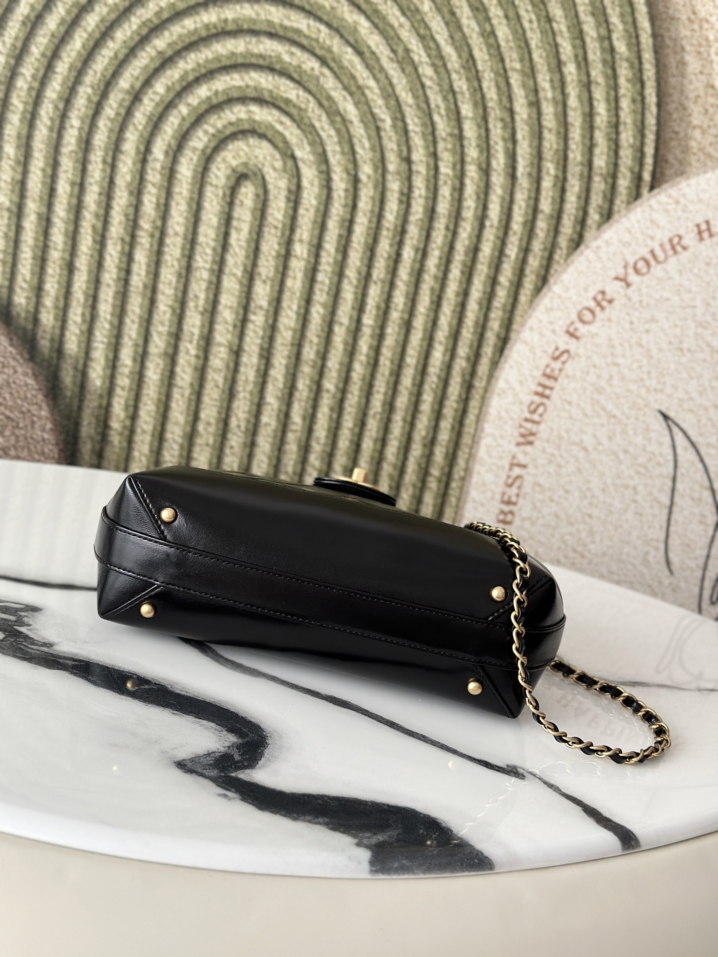 Quilted Calfskin Doctor-Style Top Handle Bag in Black Shiny Calfskin with Gold-Tone Hardware - Mocuir