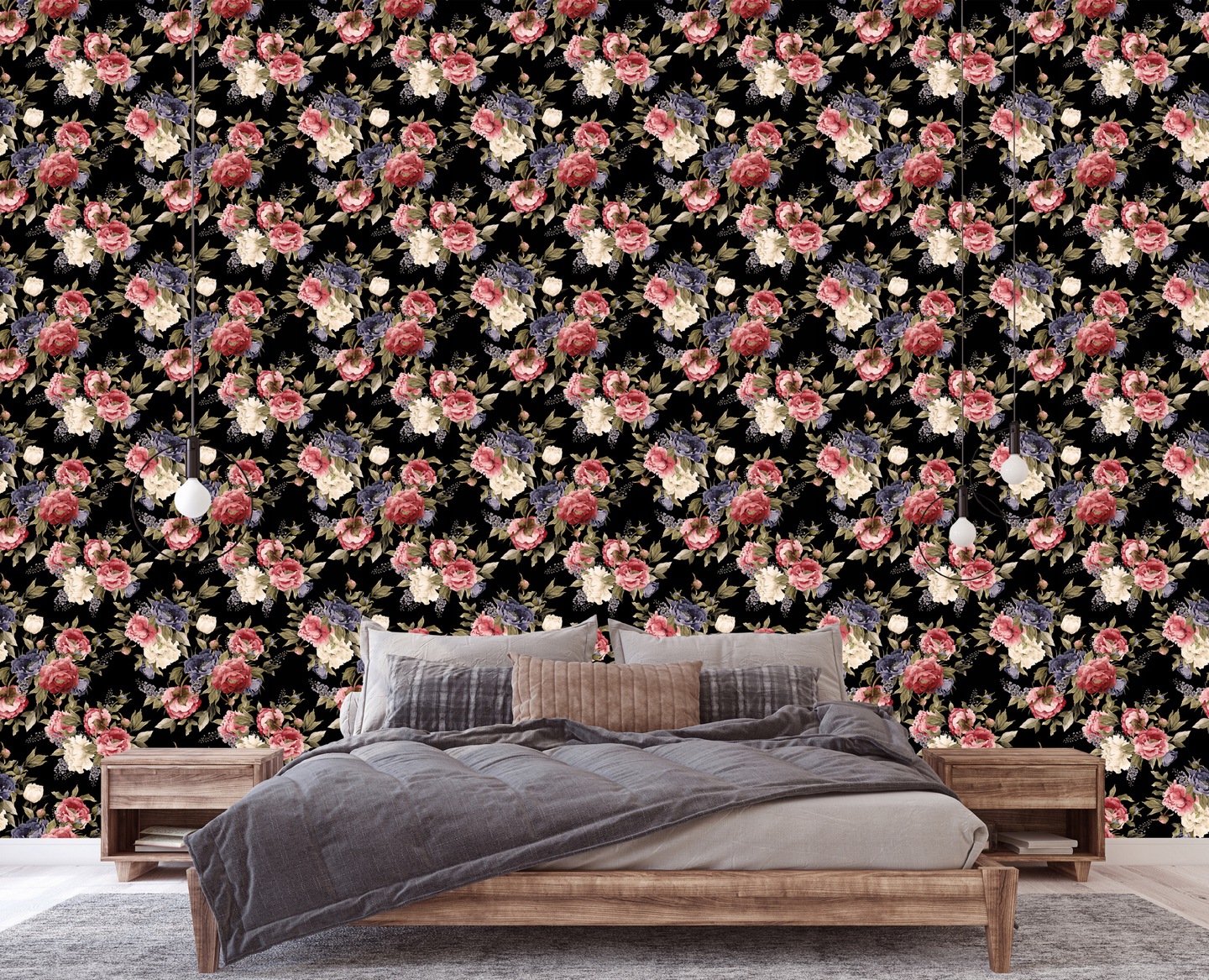 3D peony flower wallpaper black wallpaper