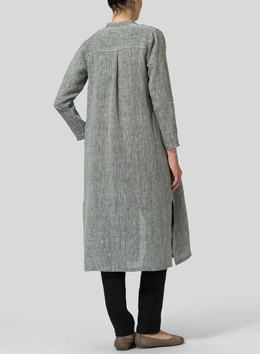 Cotton and Linen Long Slim Fit Shirt Dress