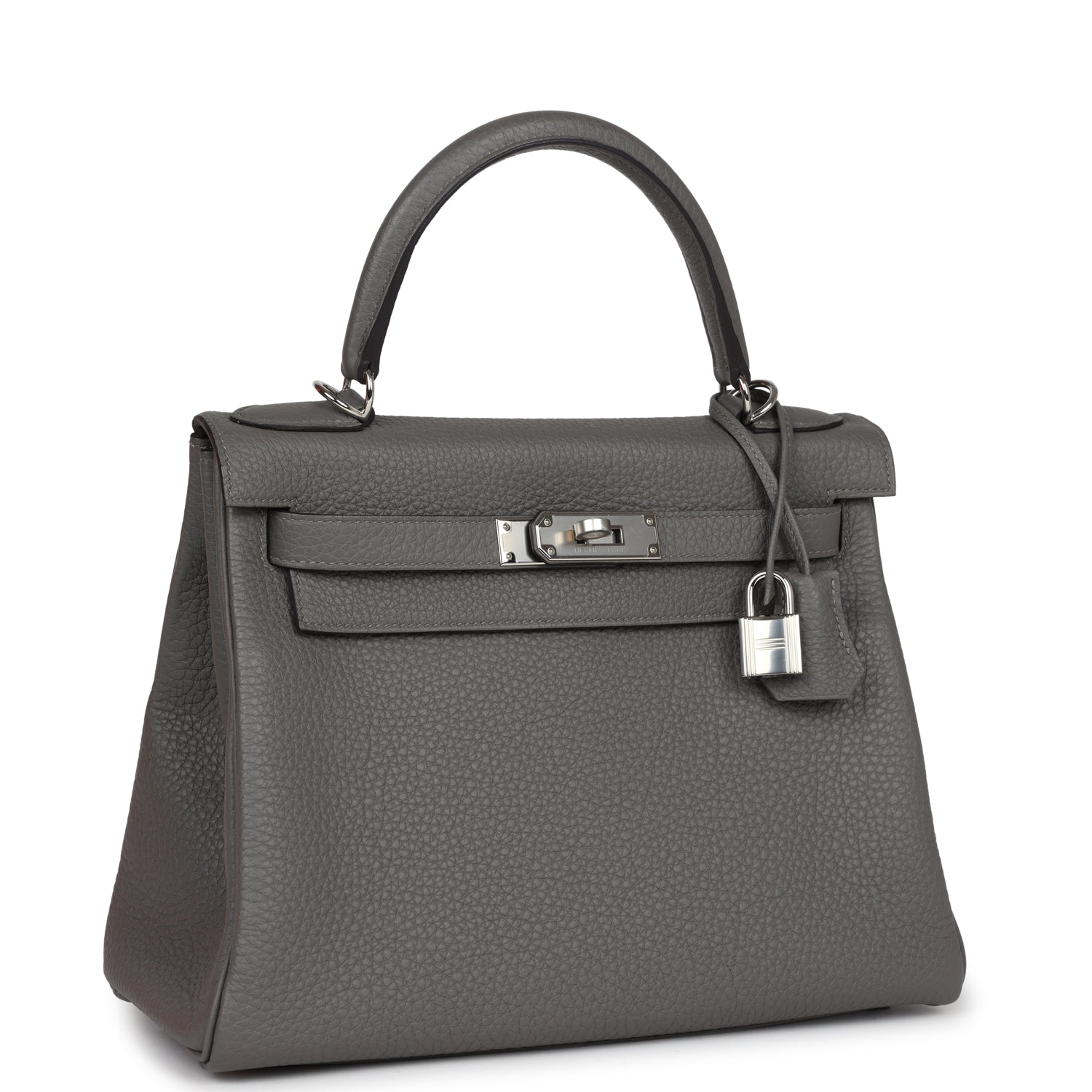 Kelly Retourne 28 Gris Meyer Clemence Palladium Hardware